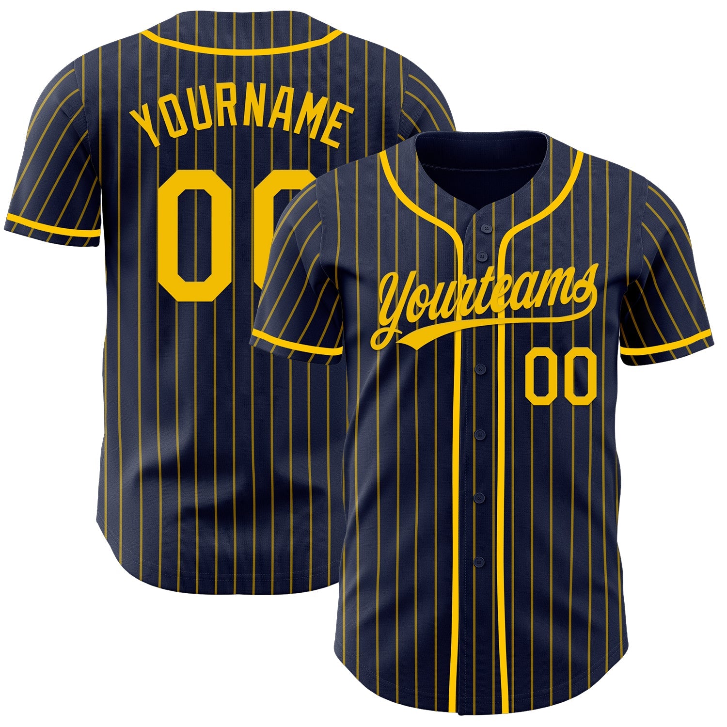 Custom Navy Yellow Pinstripe Yellow Authentic Baseball Jersey