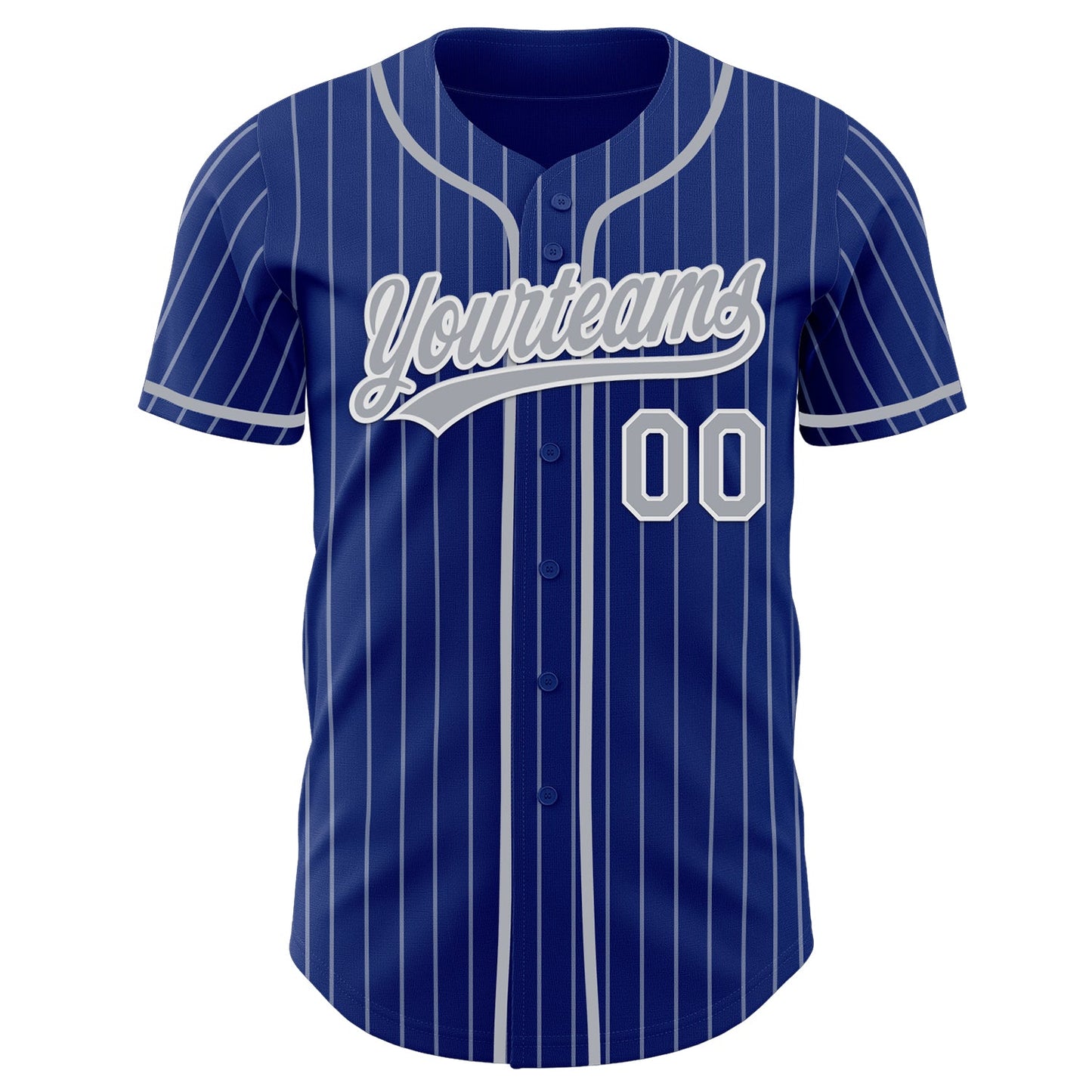 Custom Royal White Pinstripe Gray-White Authentic Baseball Jersey
