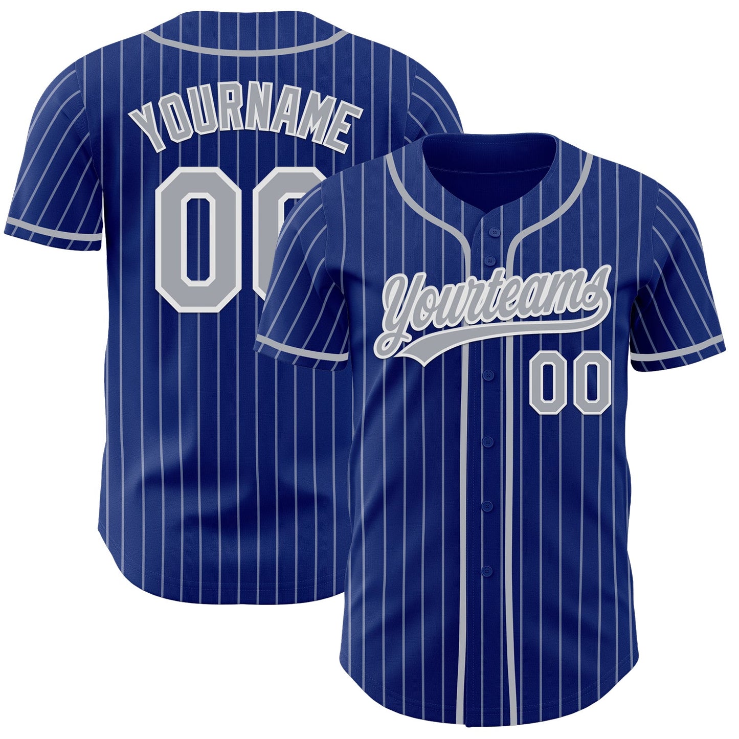Custom Royal White Pinstripe Gray-White Authentic Baseball Jersey
