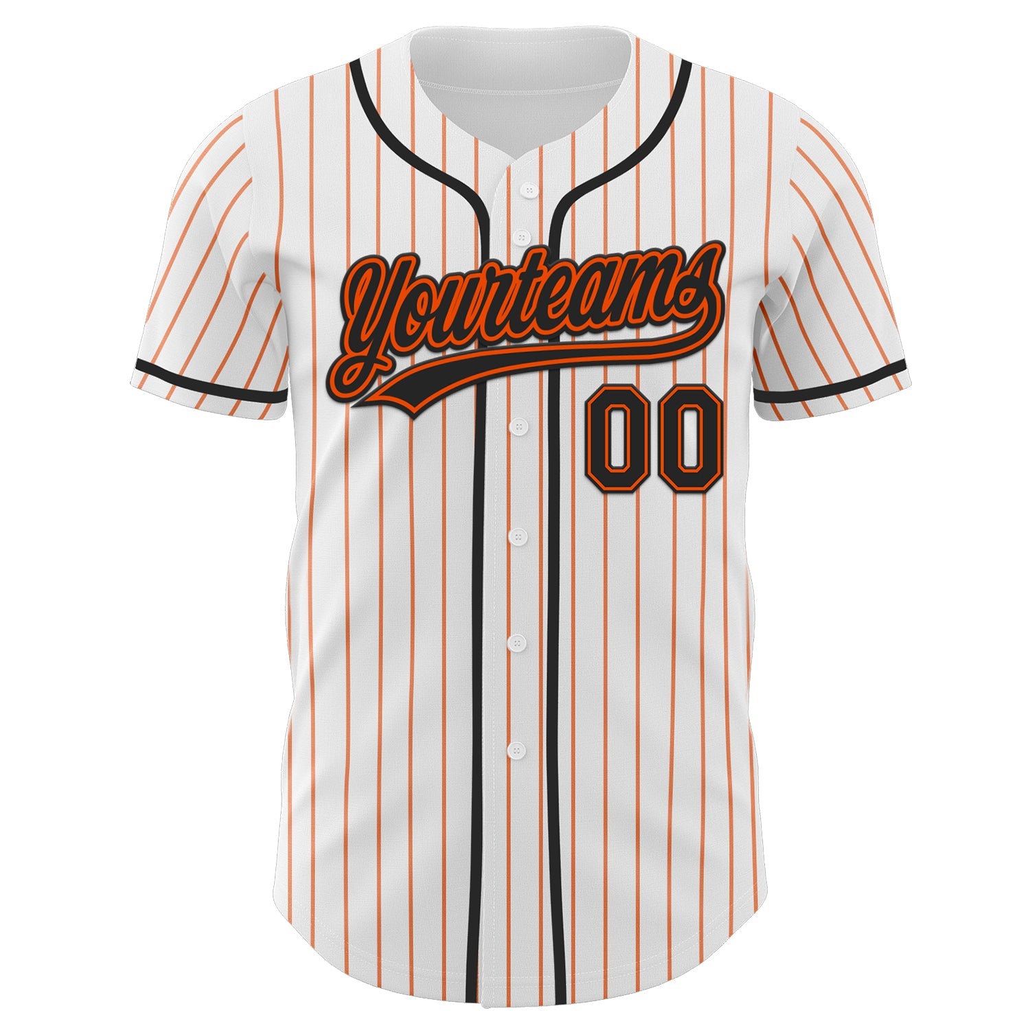 Custom White Orange Pinstripe Black-Orange Authentic Baseball Jersey
