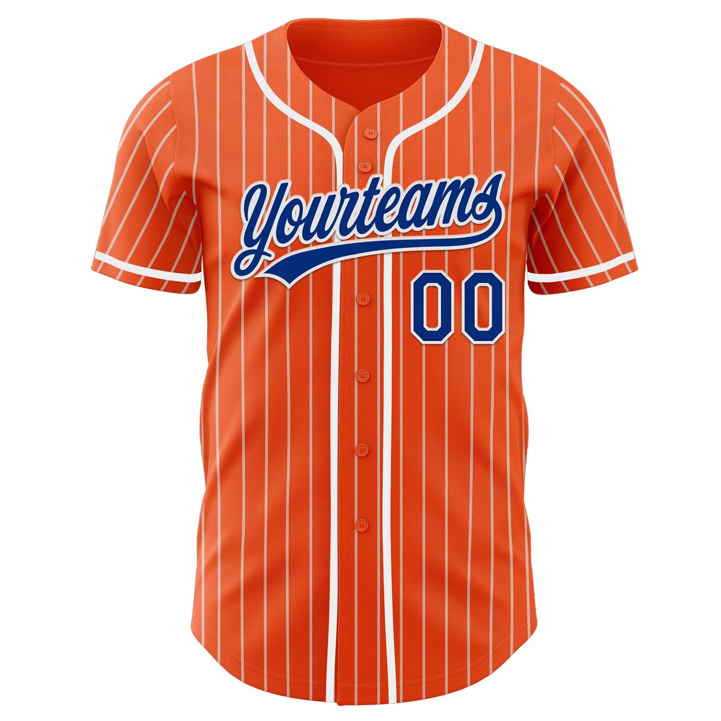 Custom Orange White Pinstripe Royal-White Authentic Baseball Jersey