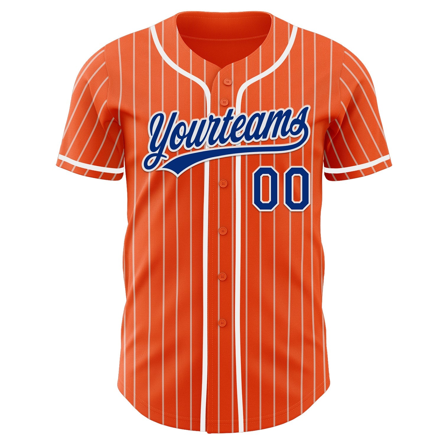 Custom Orange White Pinstripe Royal-White Authentic Baseball Jersey