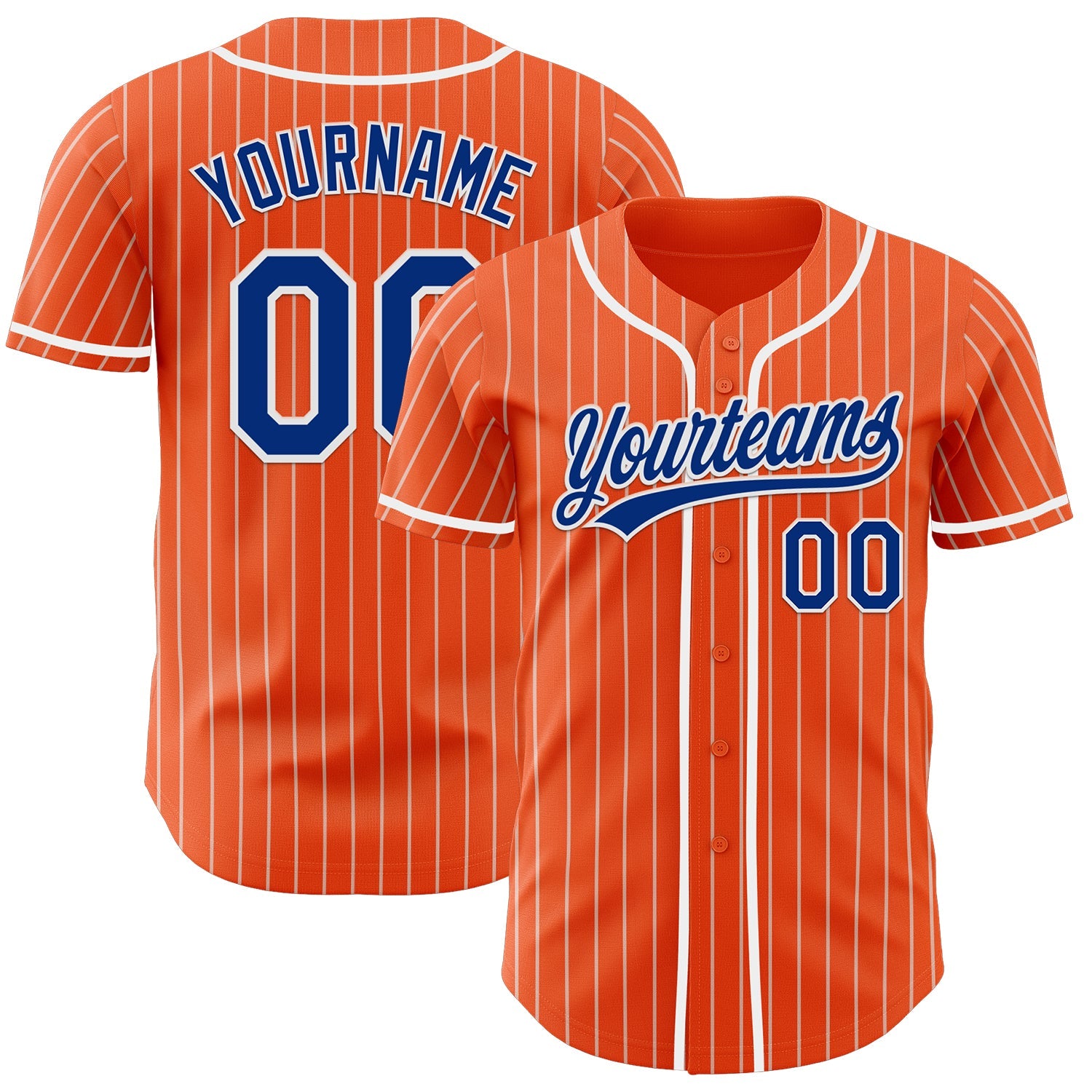 Custom Orange White Pinstripe Royal-White Authentic Baseball Jersey