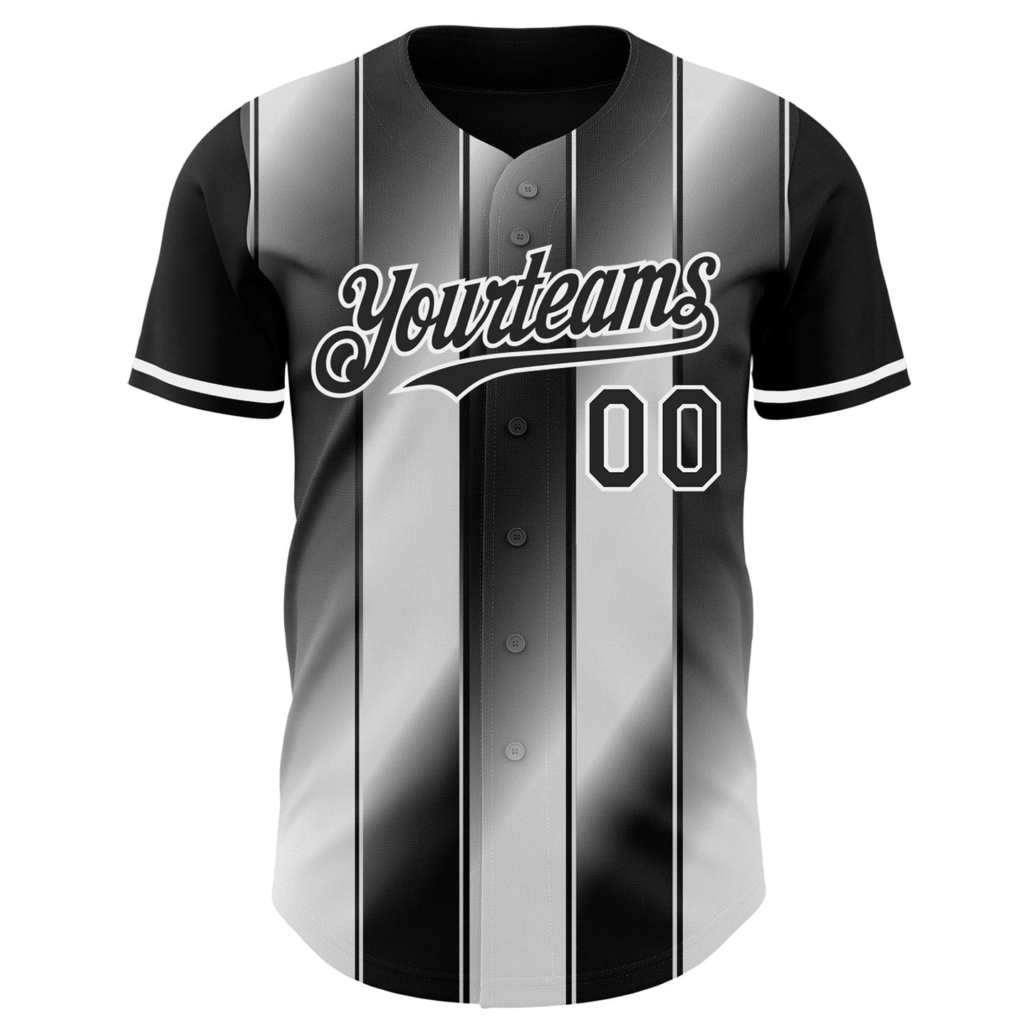 Custom Black-White Gradient Classic Vertical Stripe Authentic Baseball Jersey