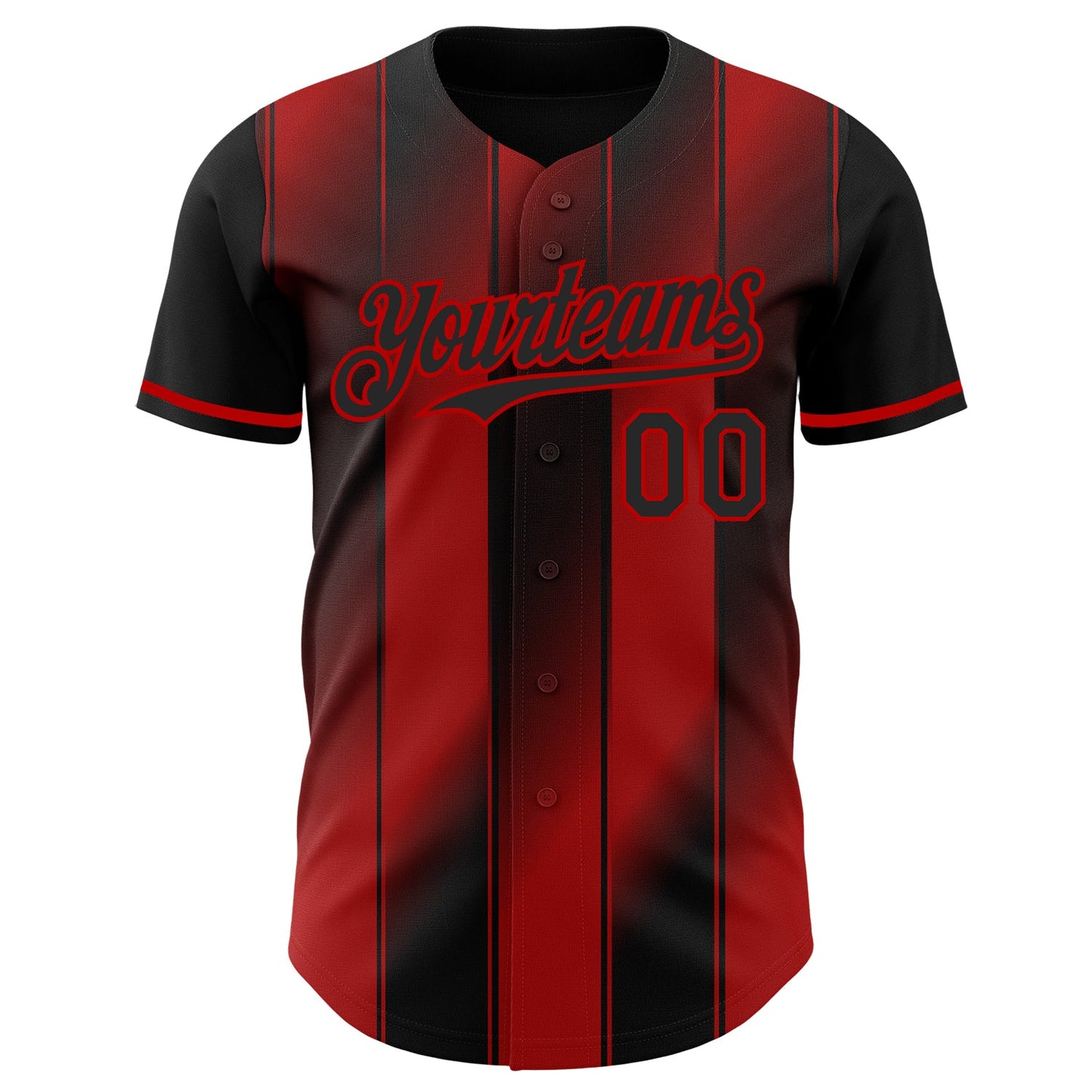 Custom Black-Red Gradient Classic Vertical Stripe Authentic Baseball Jersey