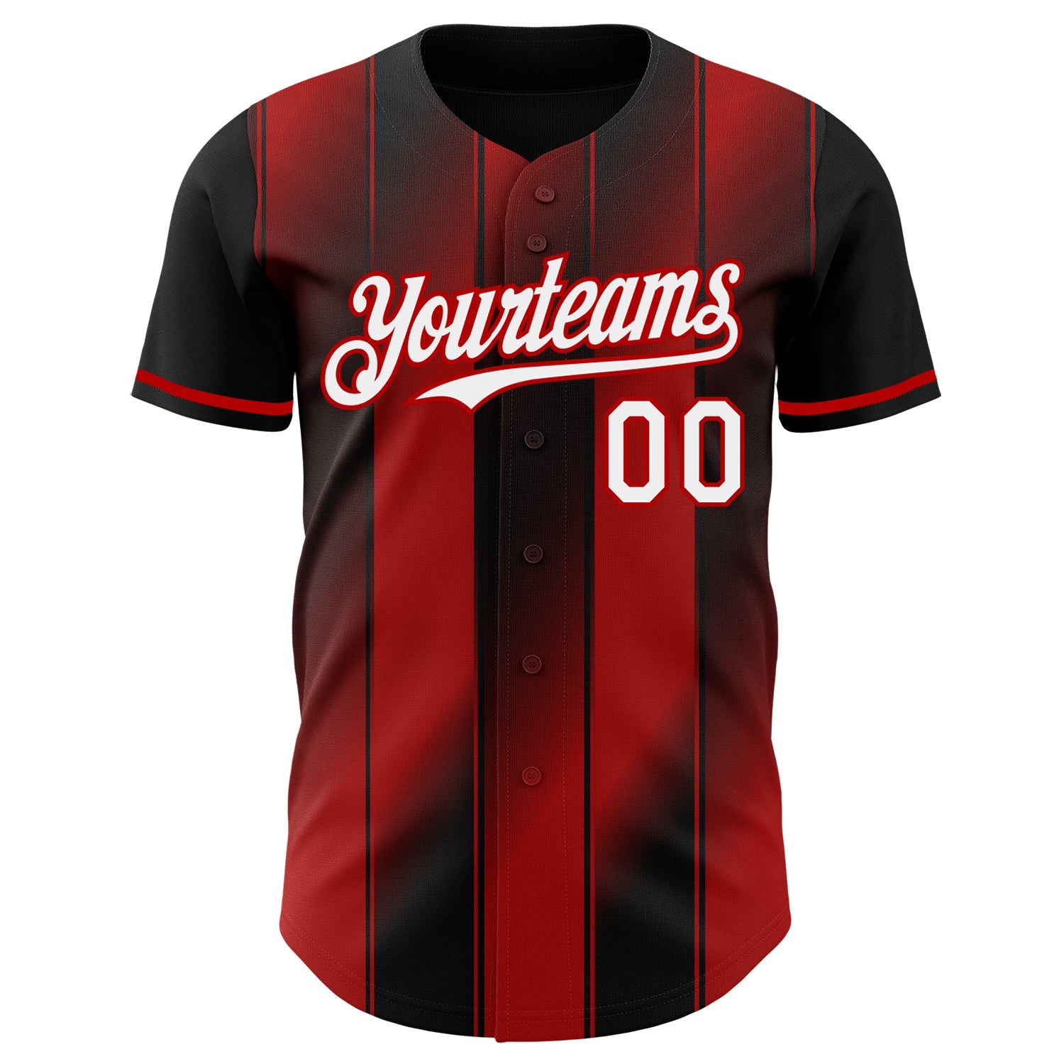 Custom Black White-Red Gradient Classic Vertical Stripe Authentic Baseball Jersey
