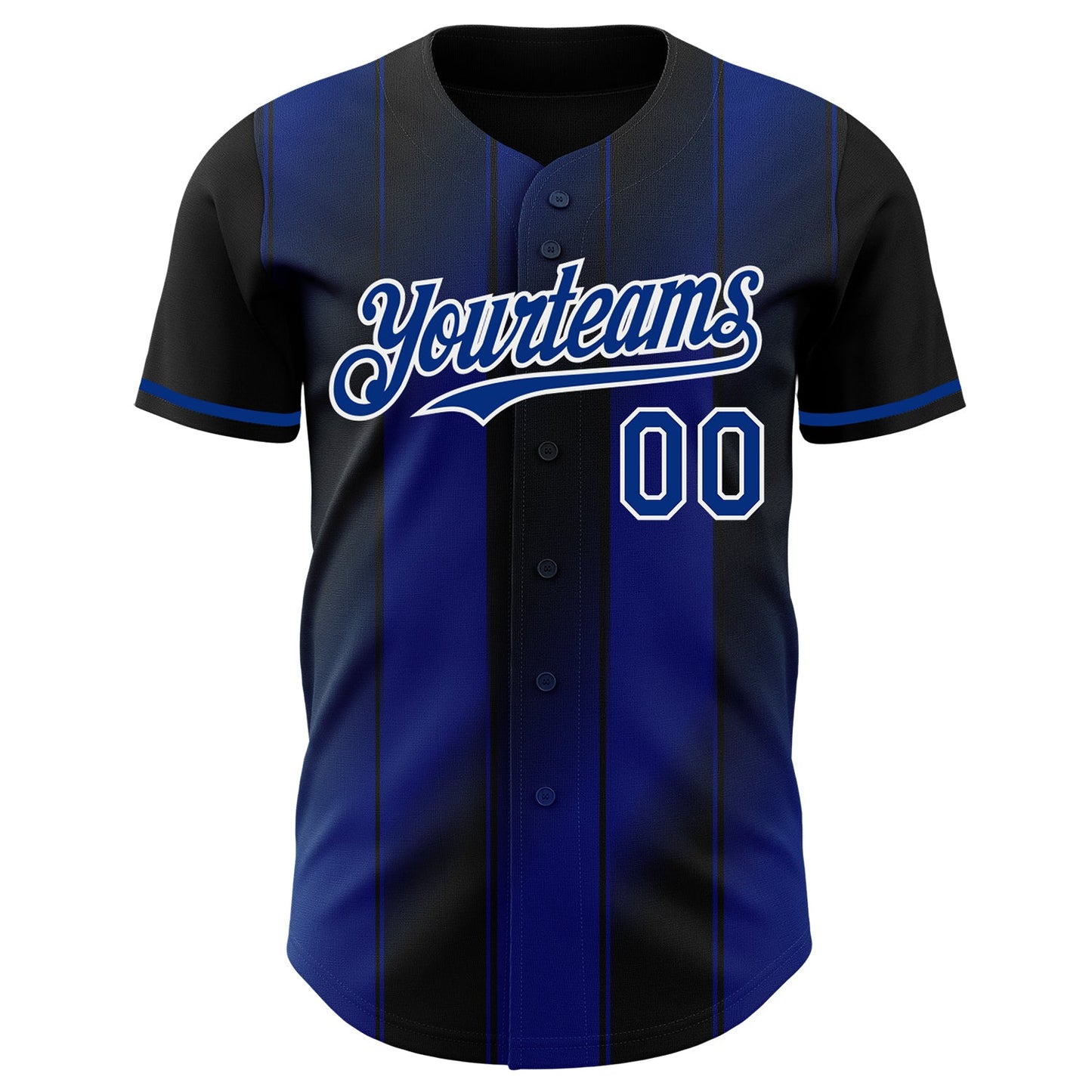 Custom Black Royal-White Gradient Classic Vertical Stripe Authentic Baseball Jersey