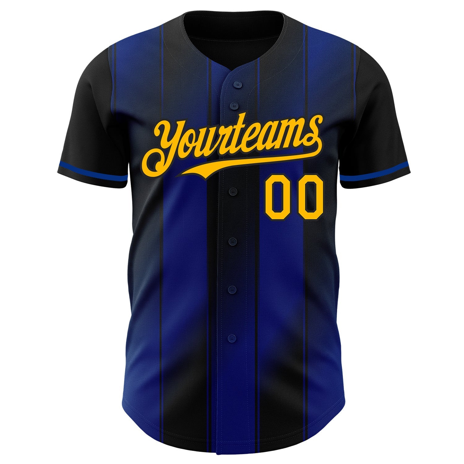 Custom Black Gold-Royal Gradient Classic Vertical Stripe Authentic Baseball Jersey