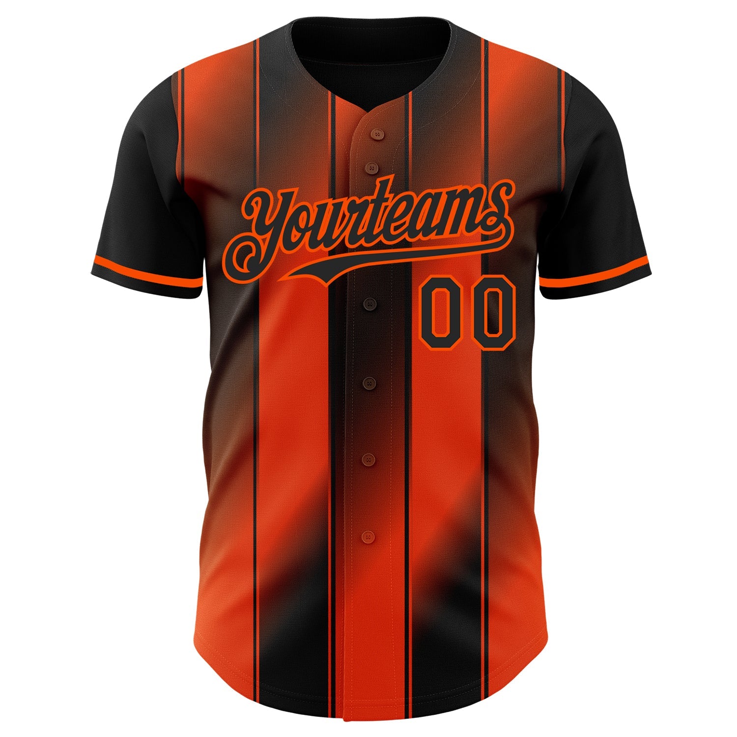 Custom Black-Orange Gradient Classic Vertical Stripe Authentic Baseball Jersey