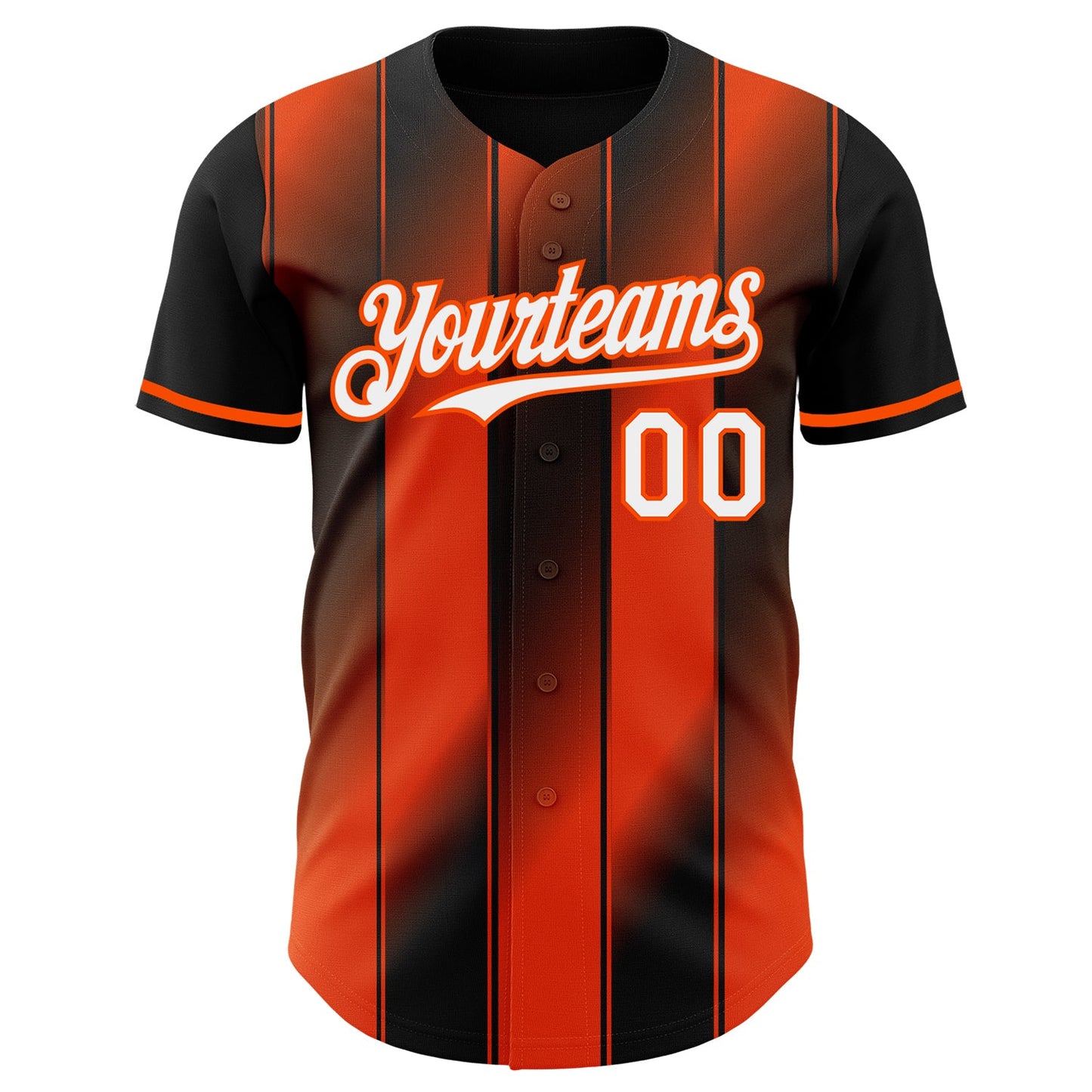 Custom Black White-Orange Gradient Classic Vertical Stripe Authentic Baseball Jersey