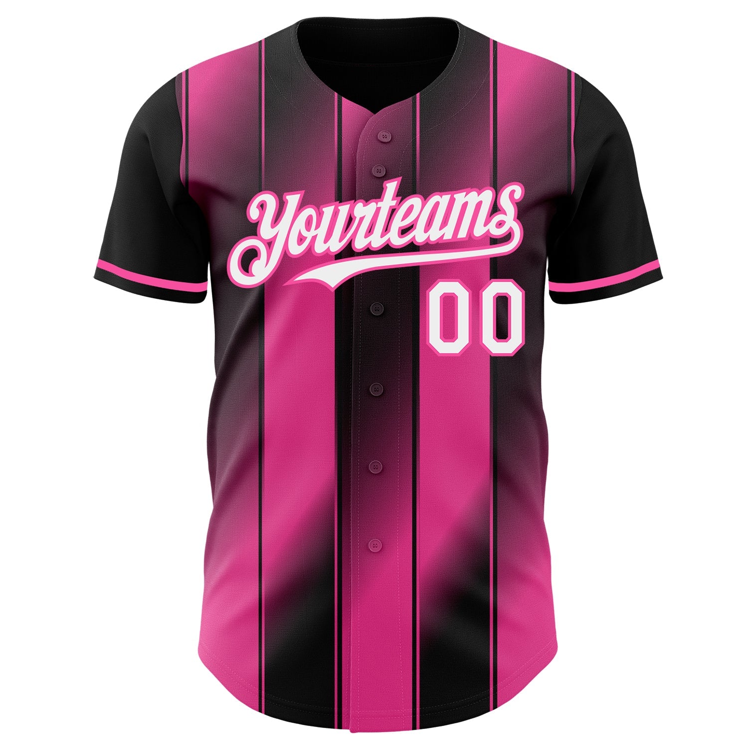 Custom Black White-Pink Gradient Classic Vertical Stripe Authentic Baseball Jersey