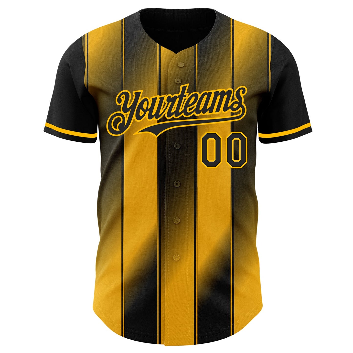 Custom Black-Gold Gradient Classic Vertical Stripe Authentic Baseball Jersey