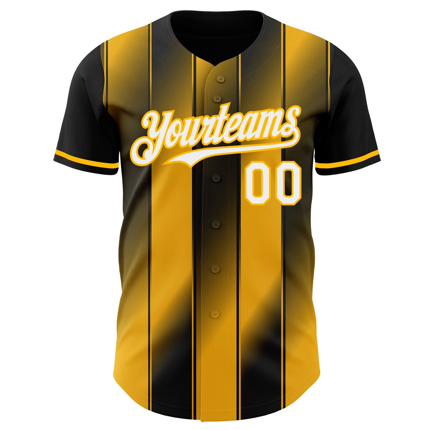 Custom Black White-Gold Gradient Classic Vertical Stripe Authentic Baseball Jersey