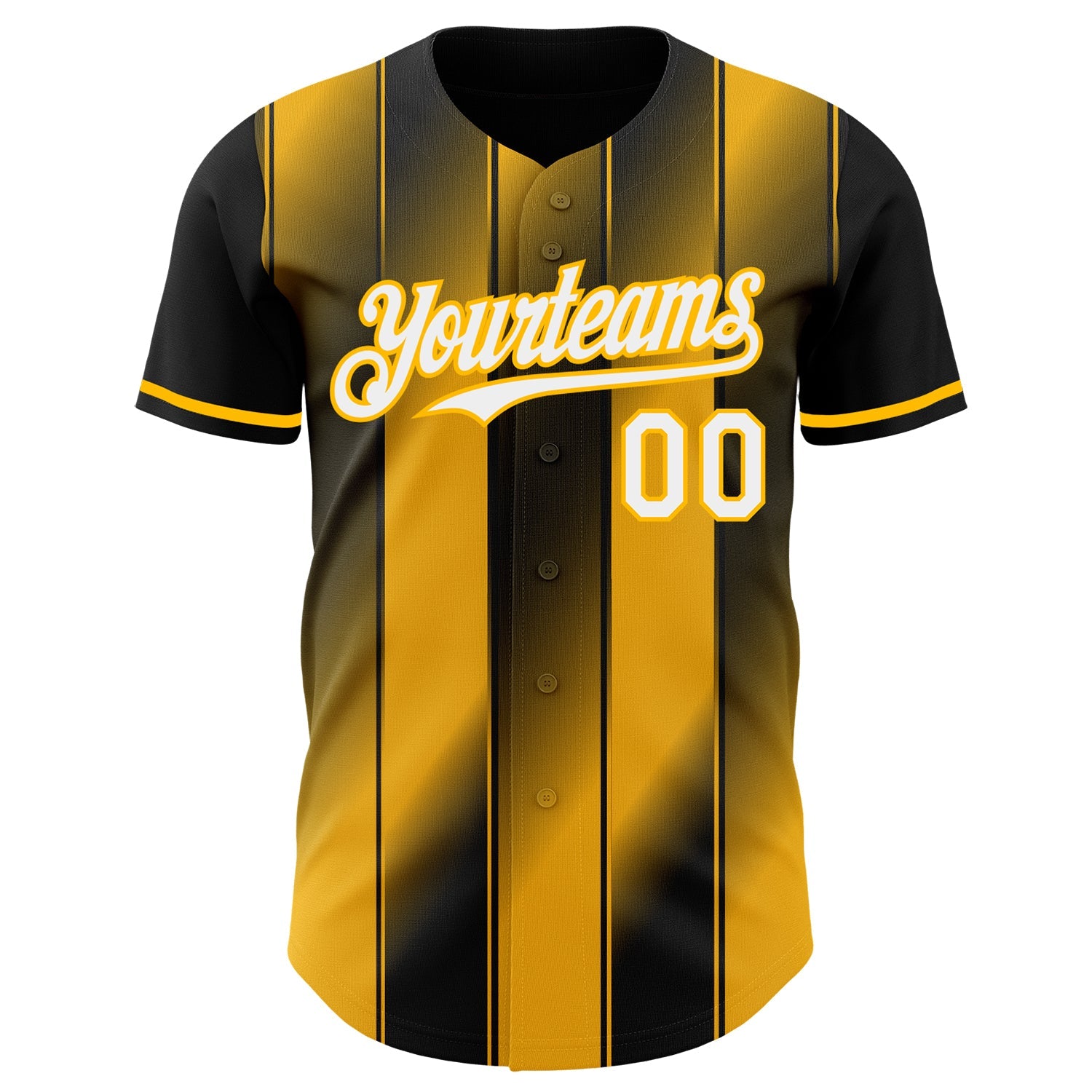 Custom Black White-Gold Gradient Classic Vertical Stripe Authentic Baseball Jersey