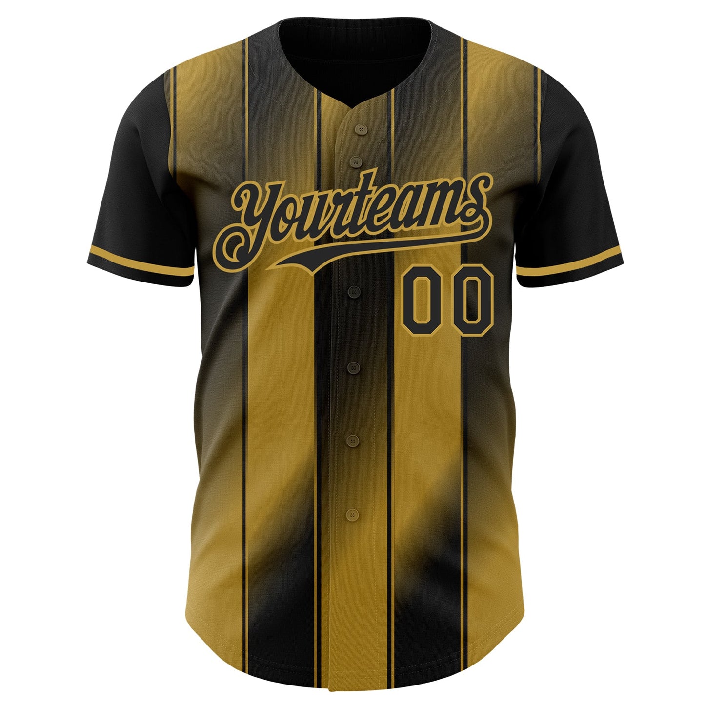 Custom Black-Old Gold Gradient Classic Vertical Stripe Authentic Baseball Jersey