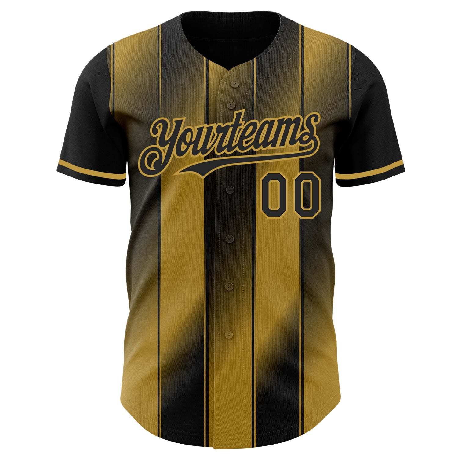 Custom Black-Old Gold Gradient Classic Vertical Stripe Authentic Baseball Jersey