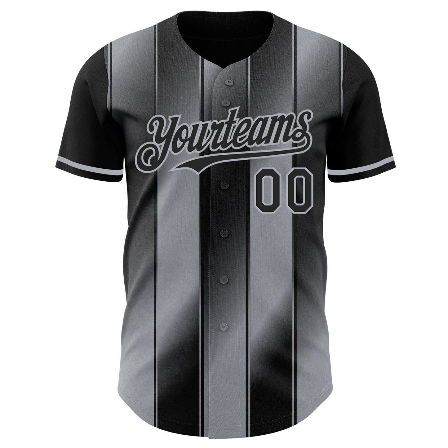Custom Black-Gray Gradient Classic Vertical Stripe Authentic Baseball Jersey