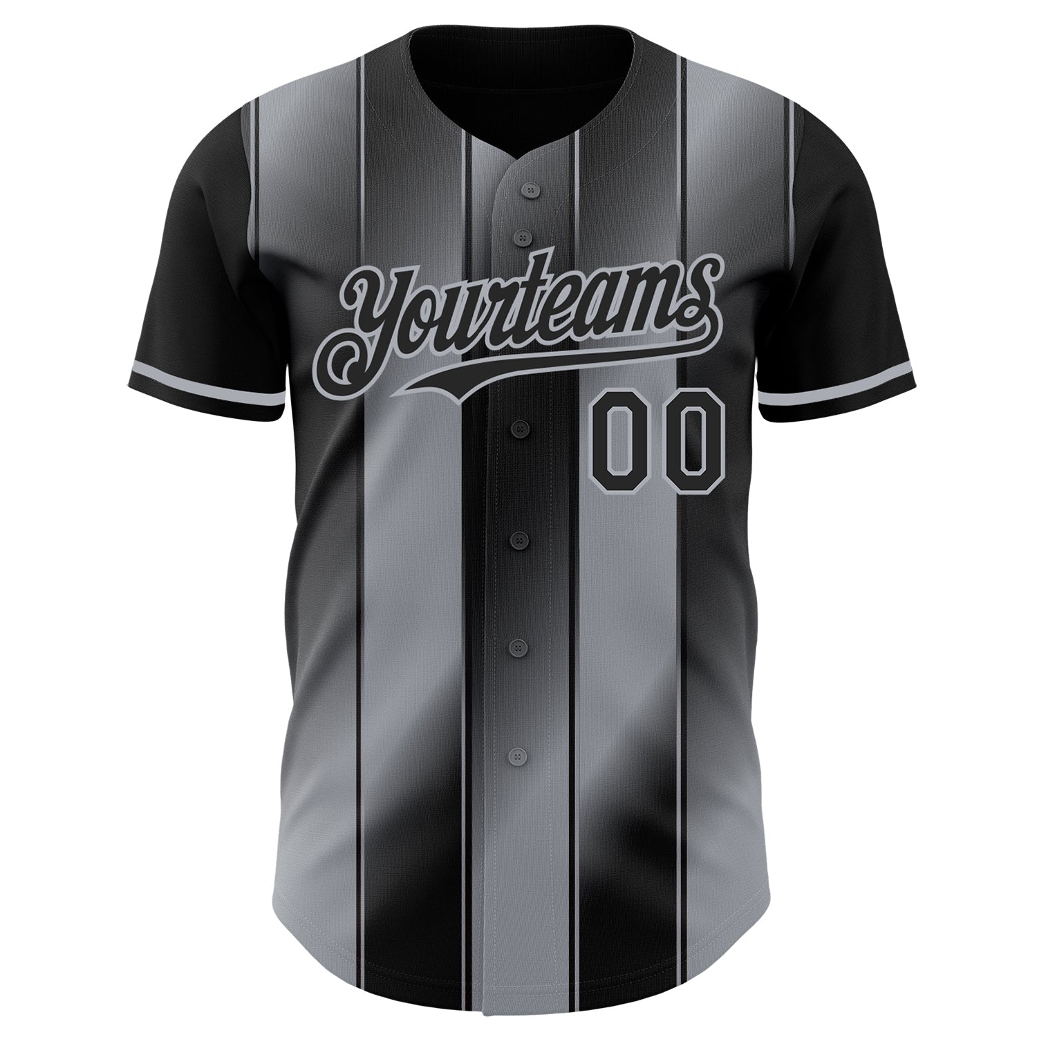 Custom Black-Gray Gradient Classic Vertical Stripe Authentic Baseball Jersey