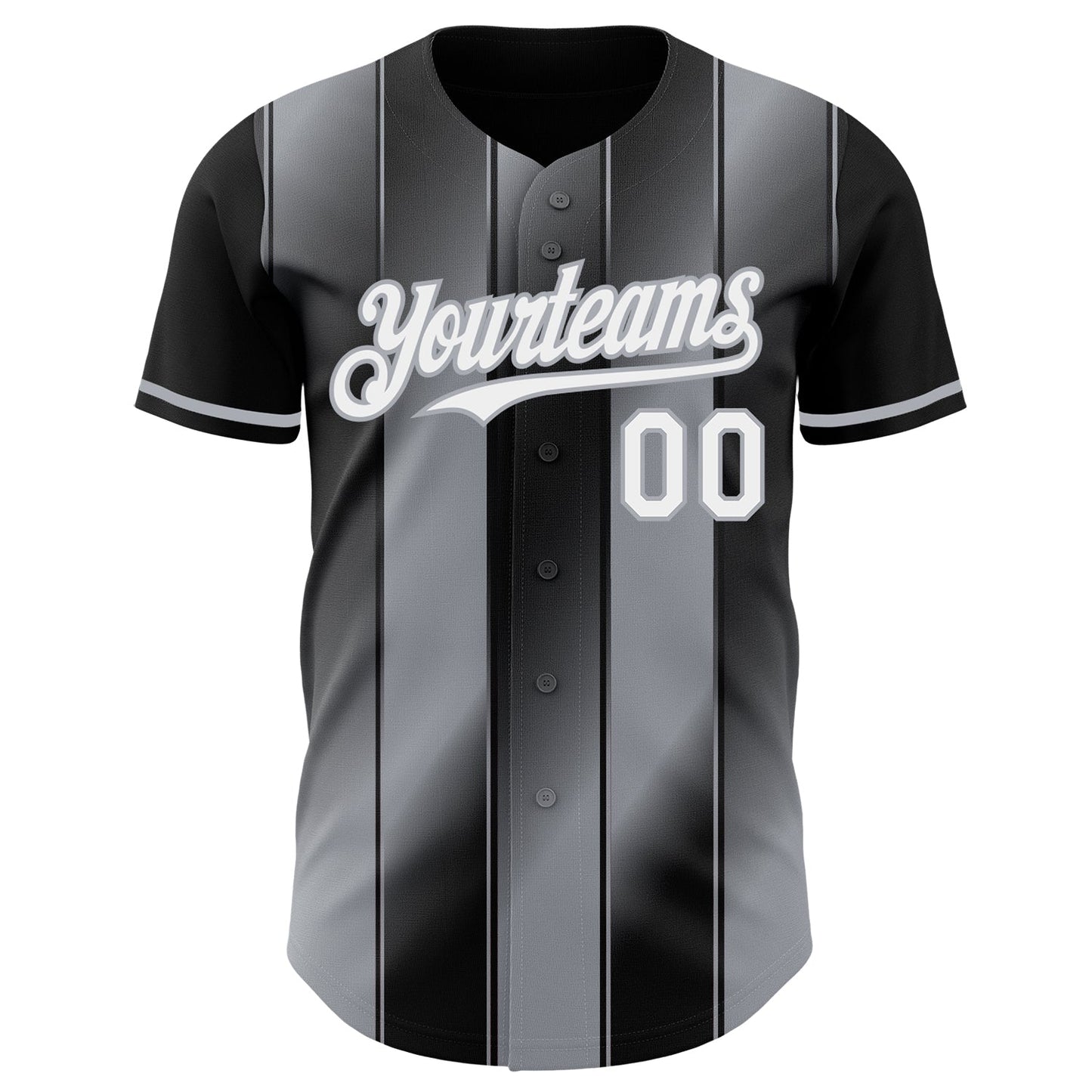 Custom Black White-Gray Gradient Classic Vertical Stripe Authentic Baseball Jersey