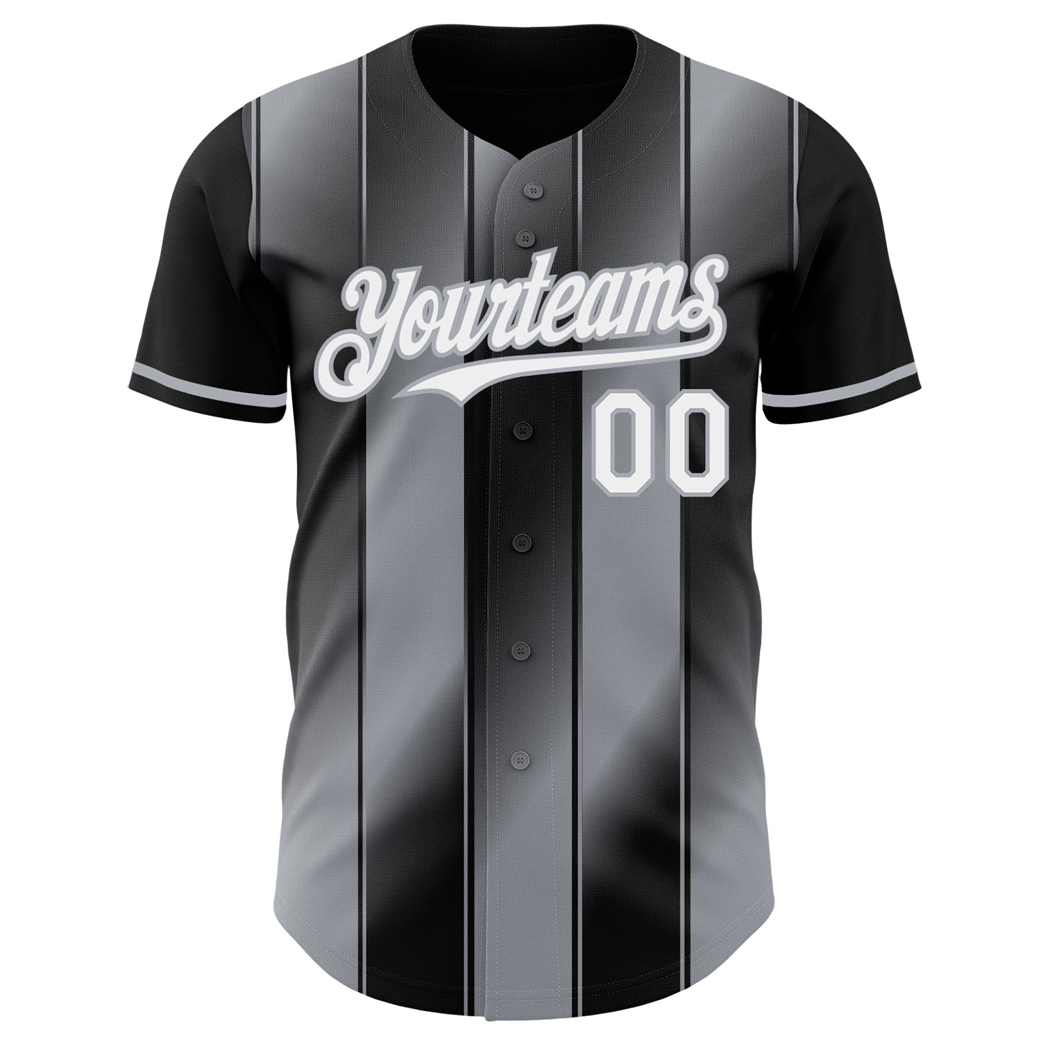 Custom Black White-Gray Gradient Classic Vertical Stripe Authentic Baseball Jersey