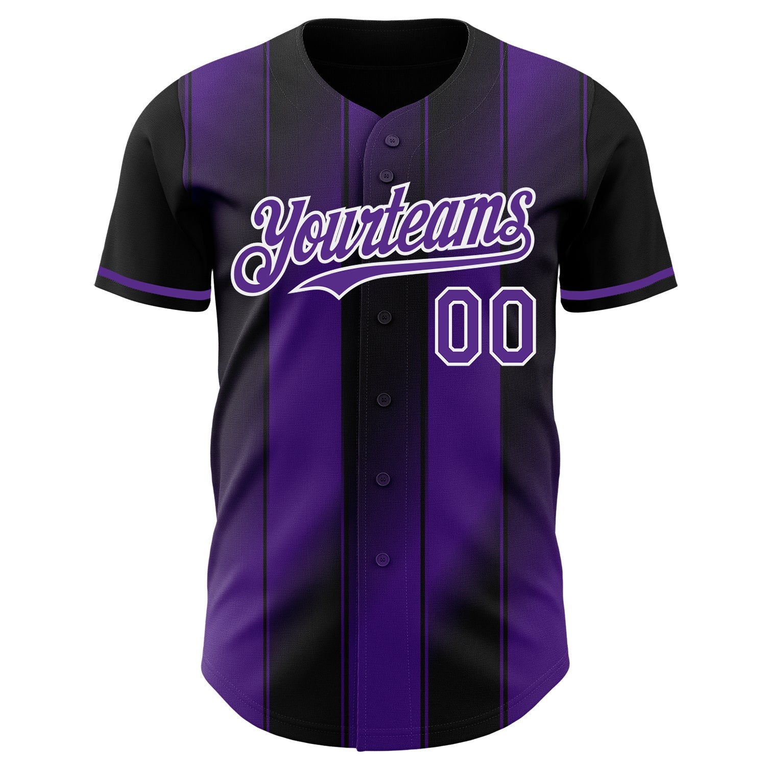 Custom Black Purple-White Gradient Classic Vertical Stripe Authentic Baseball Jersey