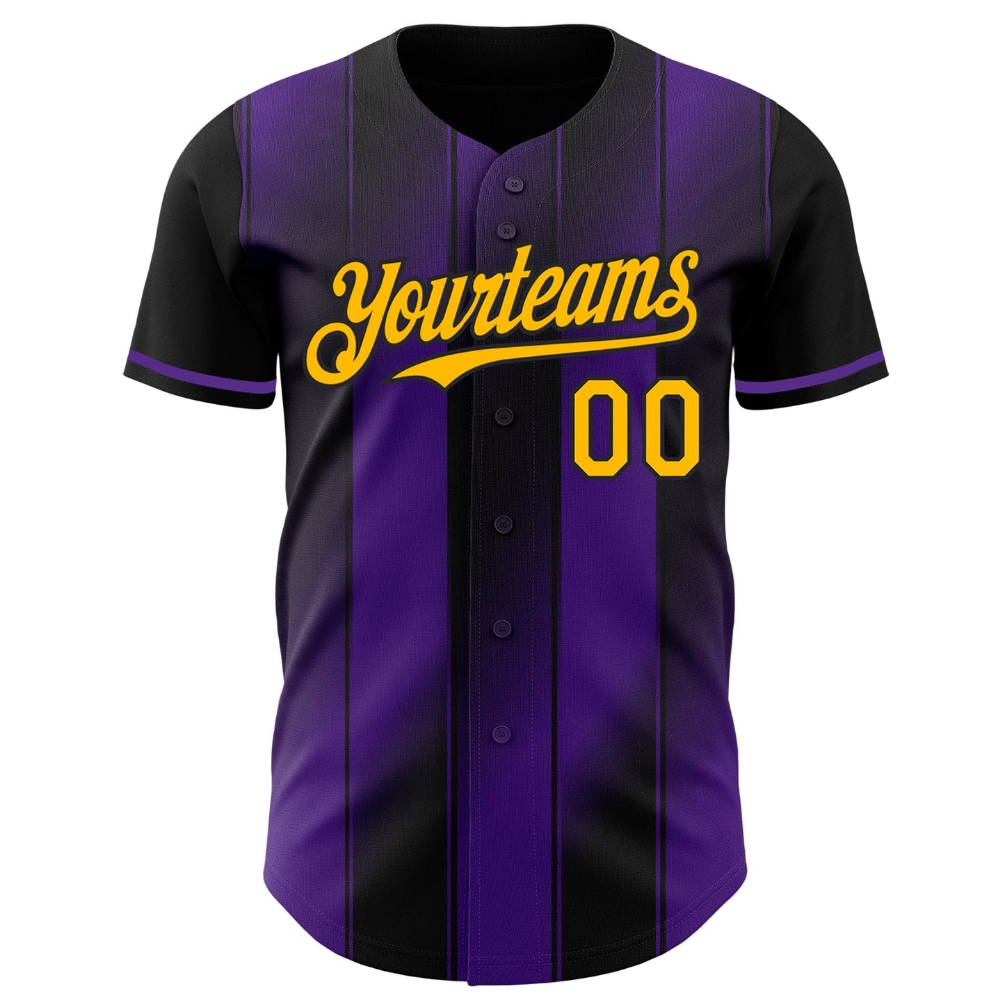 Custom Black Gold-Purple Gradient Classic Vertical Stripe Authentic Baseball Jersey