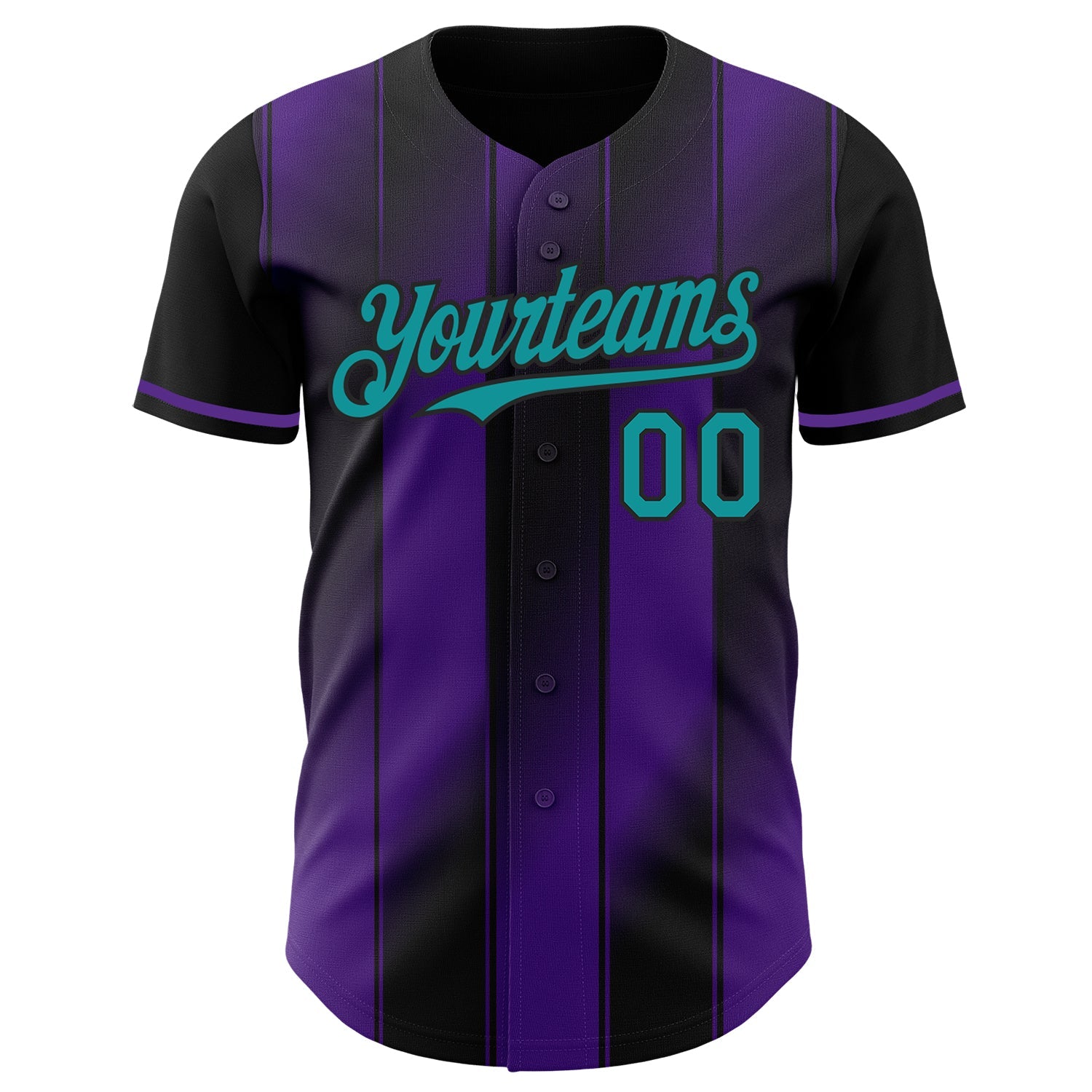 Custom Black Teal-Purple Gradient Classic Vertical Stripe Authentic Baseball Jersey
