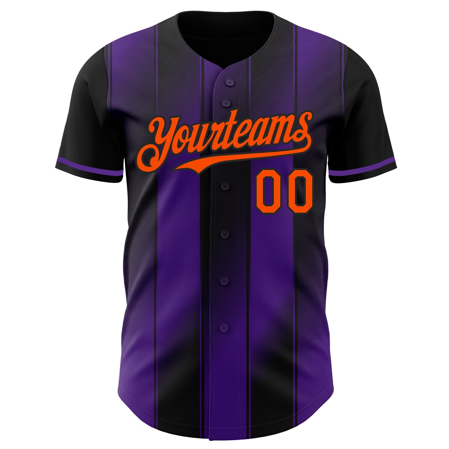 Custom Black Orange-Purple Gradient Classic Vertical Stripe Authentic Baseball Jersey