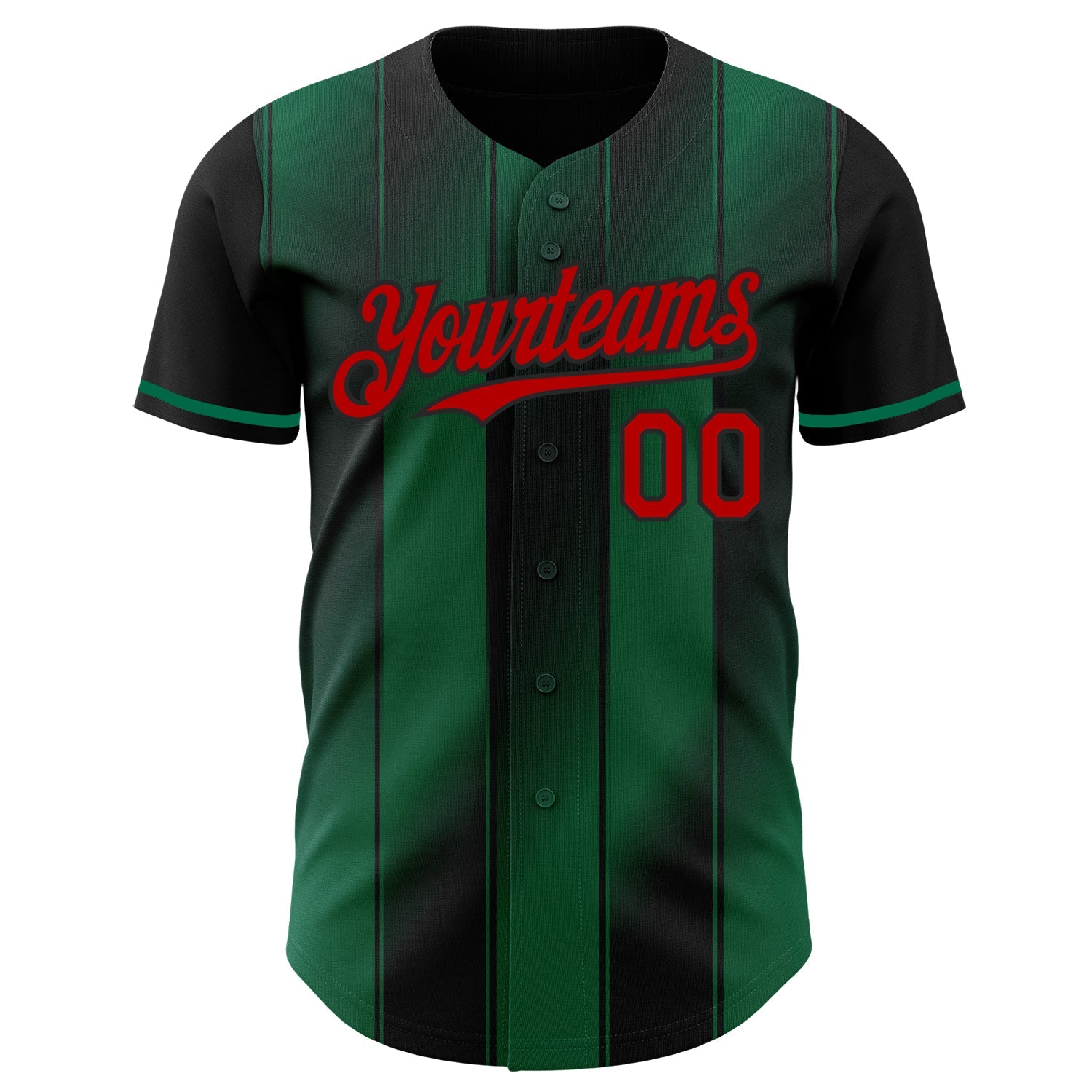 Custom Black Red-Kelly Green Gradient Classic Vertical Stripe Authentic Baseball Jersey