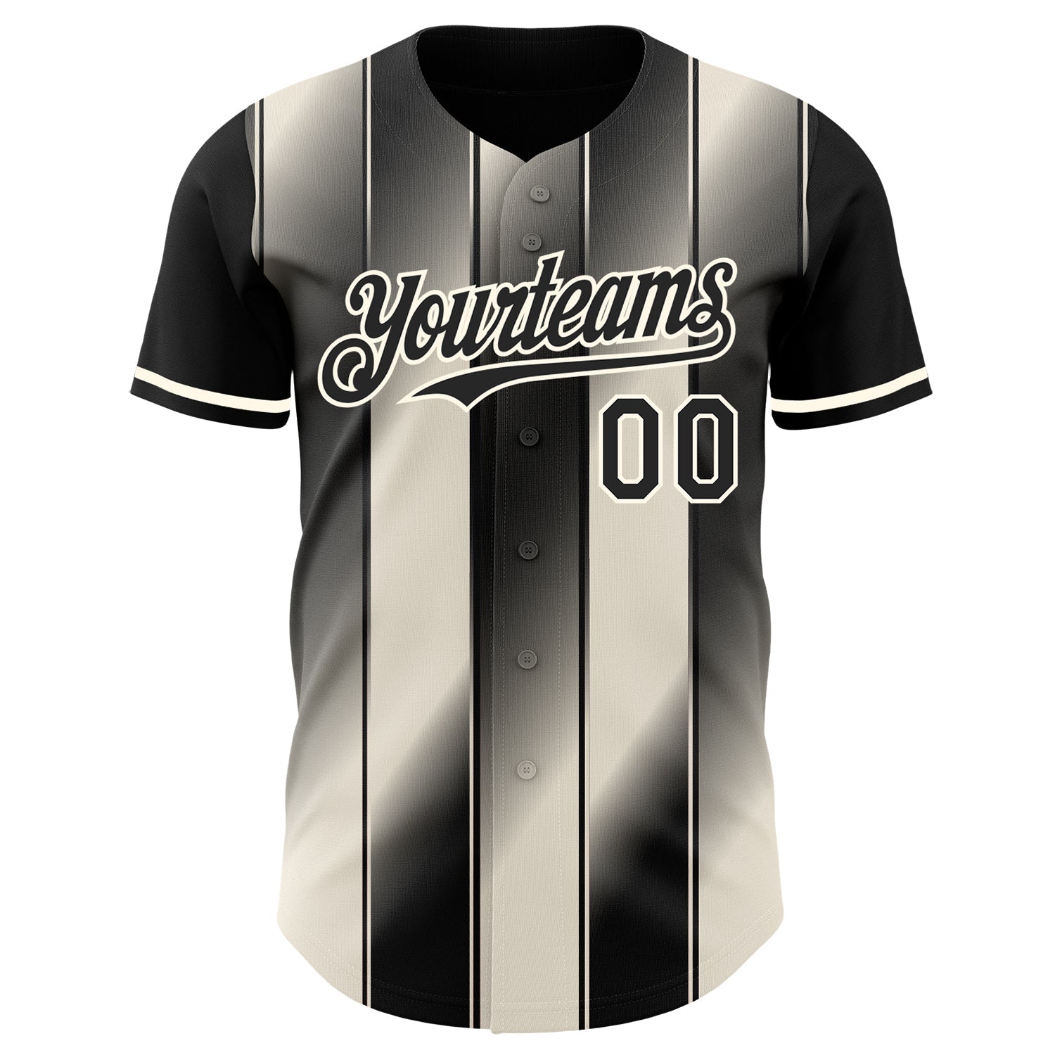 Custom Black Cream-Cream Gradient Classic Vertical Stripe Authentic Baseball Jersey