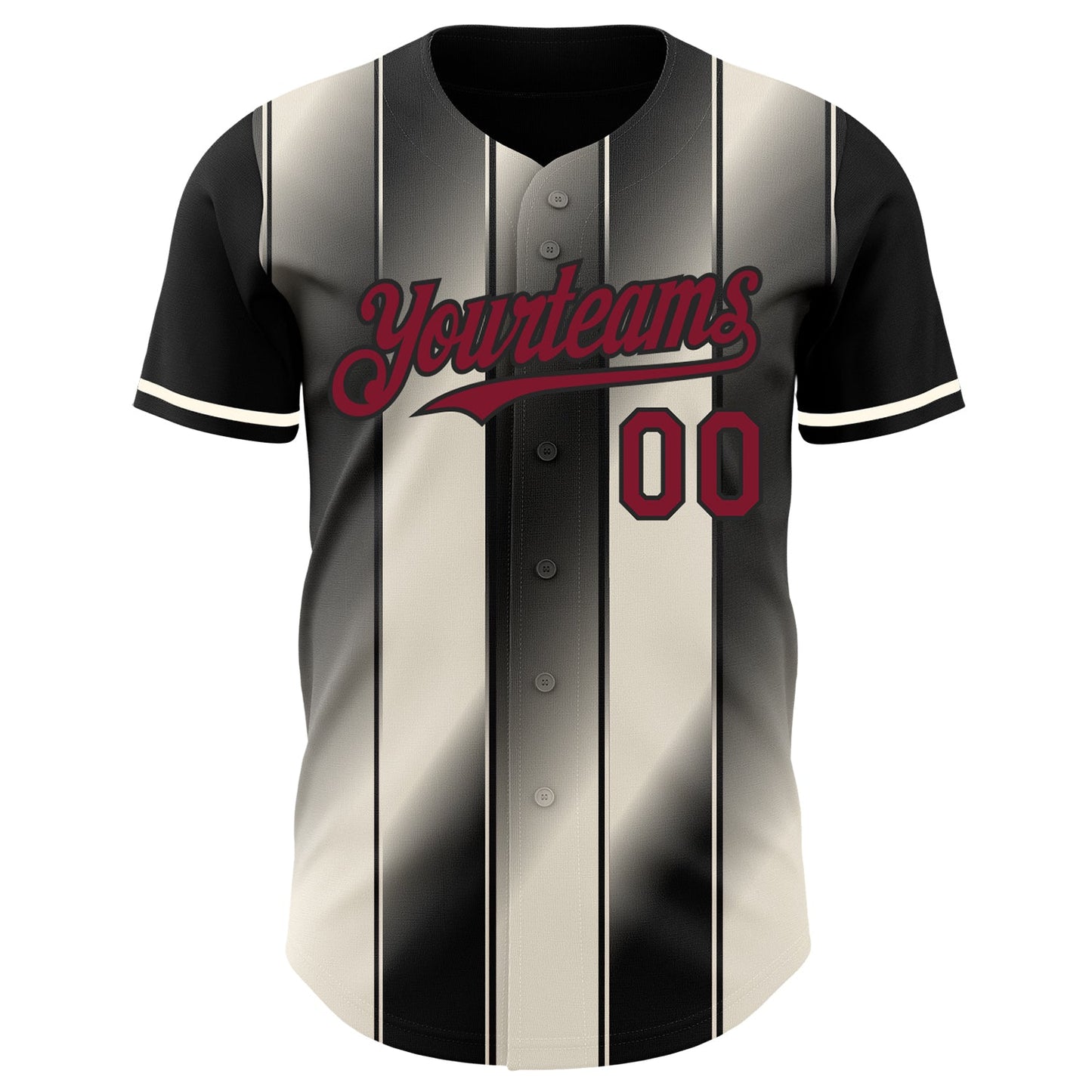 Custom Black Crimson-Cream Gradient Classic Vertical Stripe Authentic Baseball Jersey
