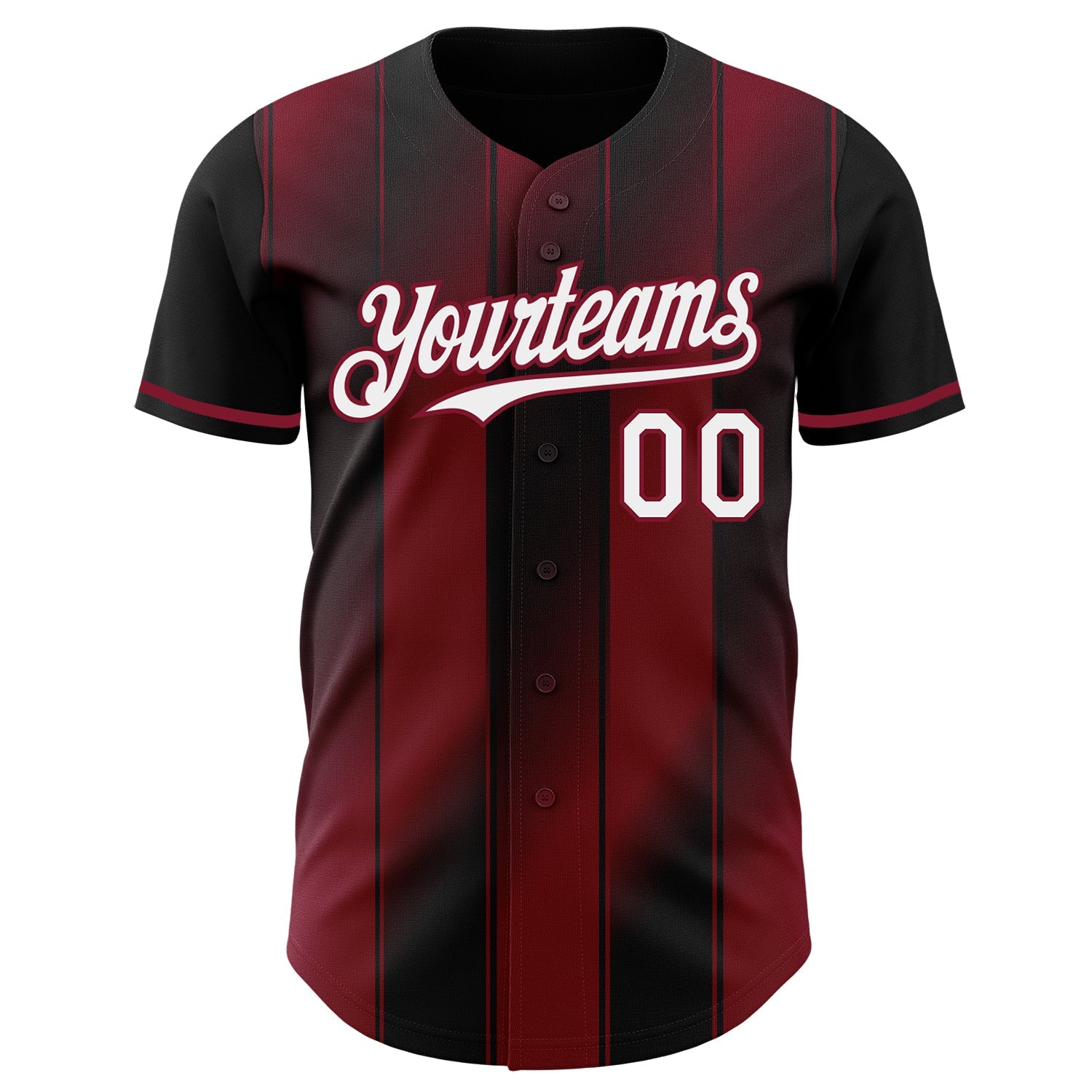 Custom Black White-Crimson Gradient Classic Vertical Stripe Authentic Baseball Jersey