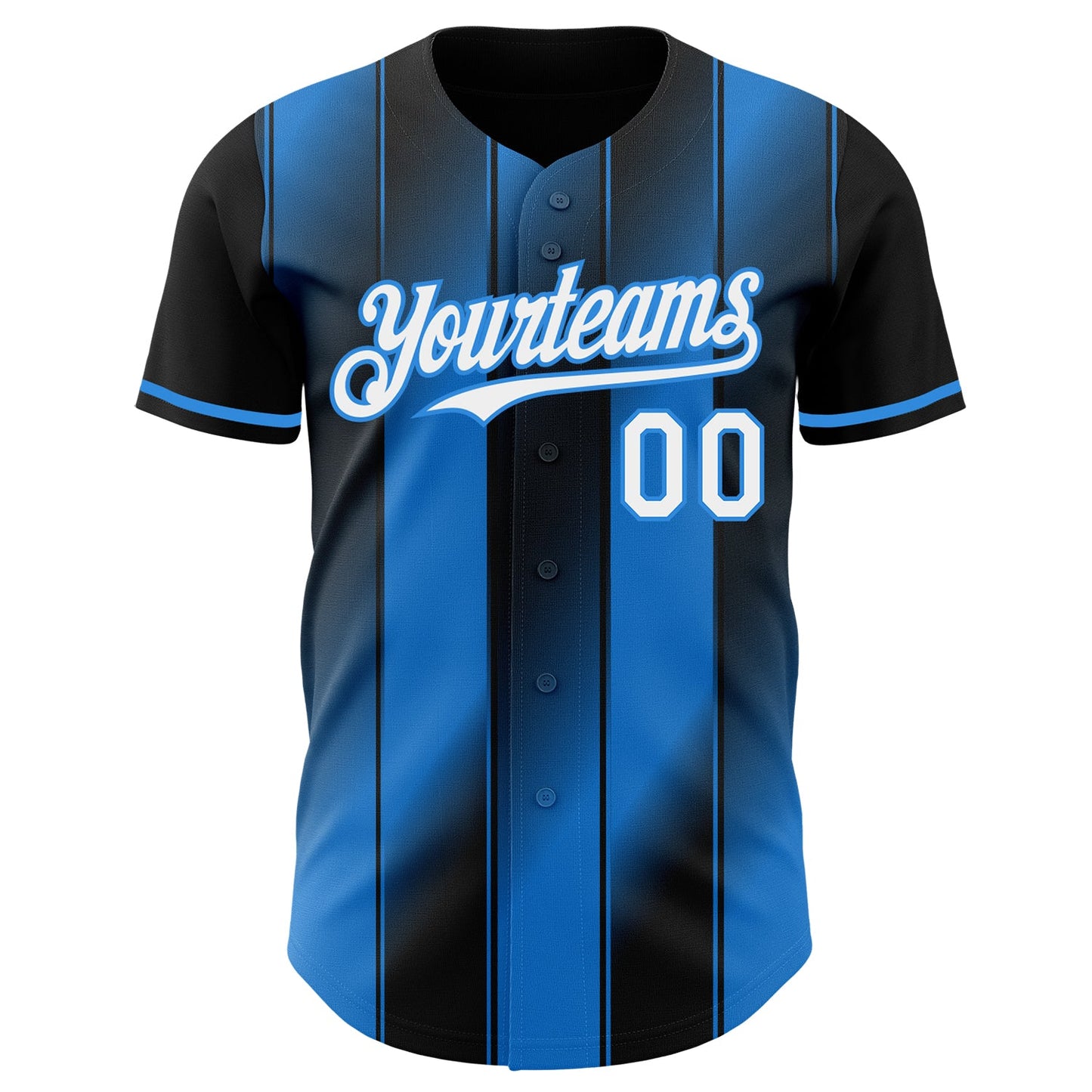 Custom Black White-Electric Blue Gradient Classic Vertical Stripe Authentic Baseball Jersey