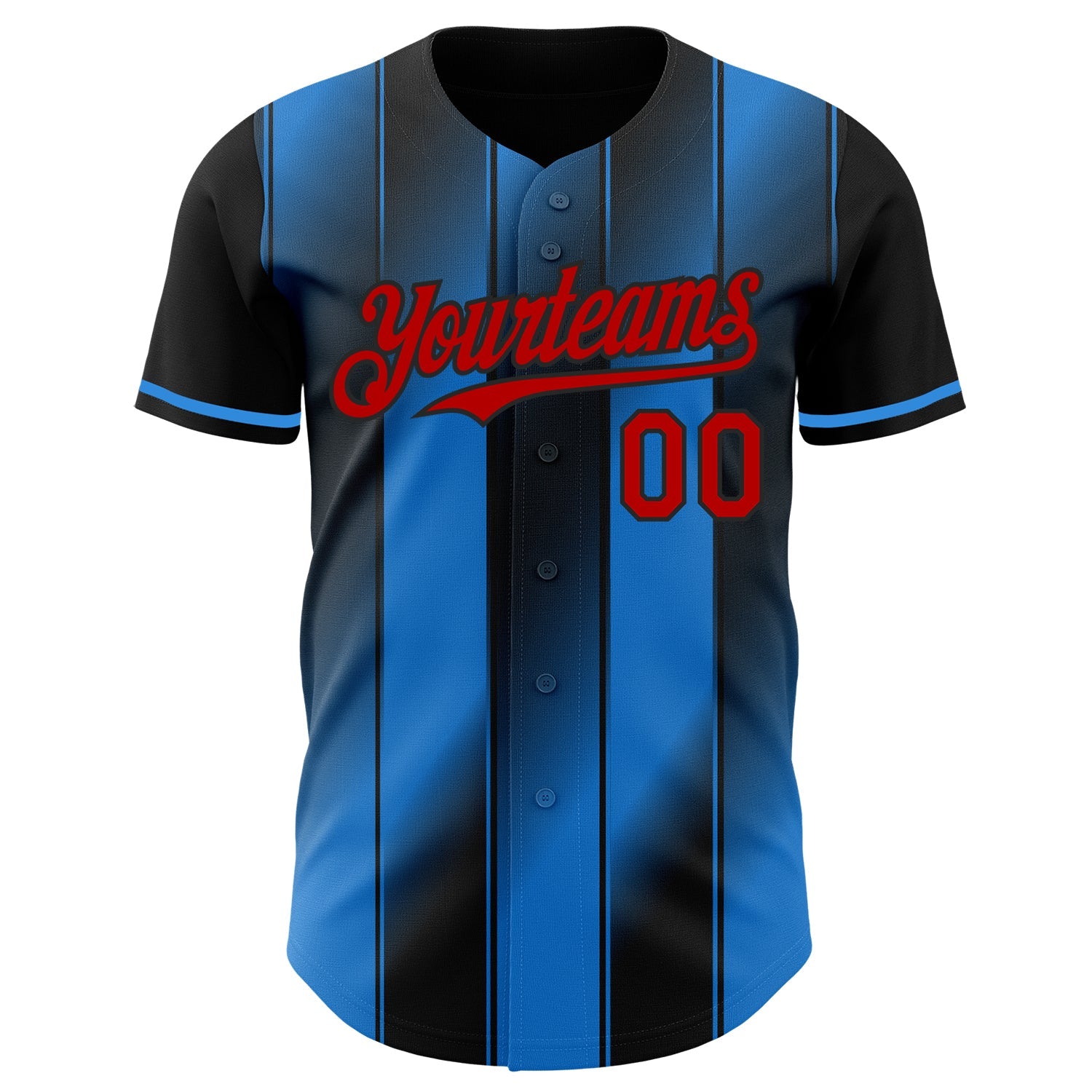 Custom Black Red-Electric Blue Gradient Classic Vertical Stripe Authentic Baseball Jersey