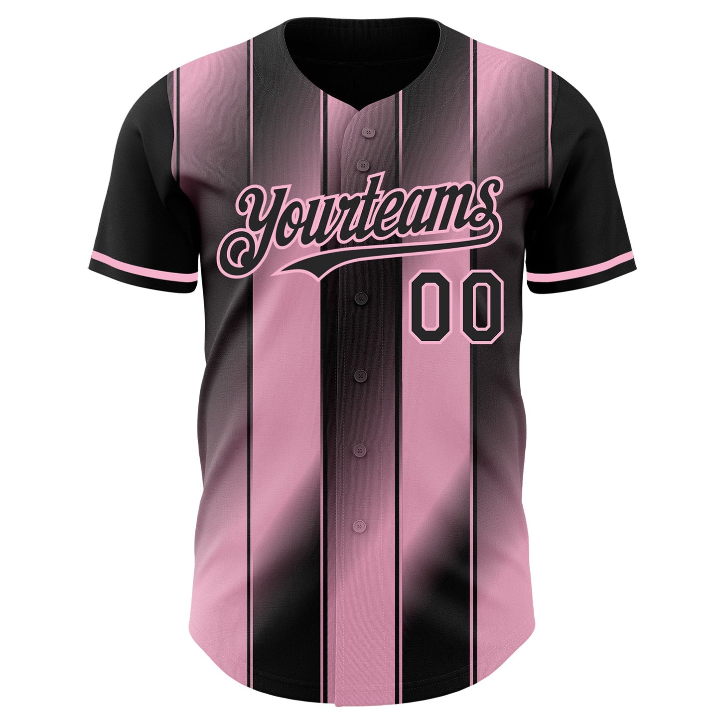 Custom Black-Light Pink Gradient Classic Vertical Stripe Authentic Baseball Jersey