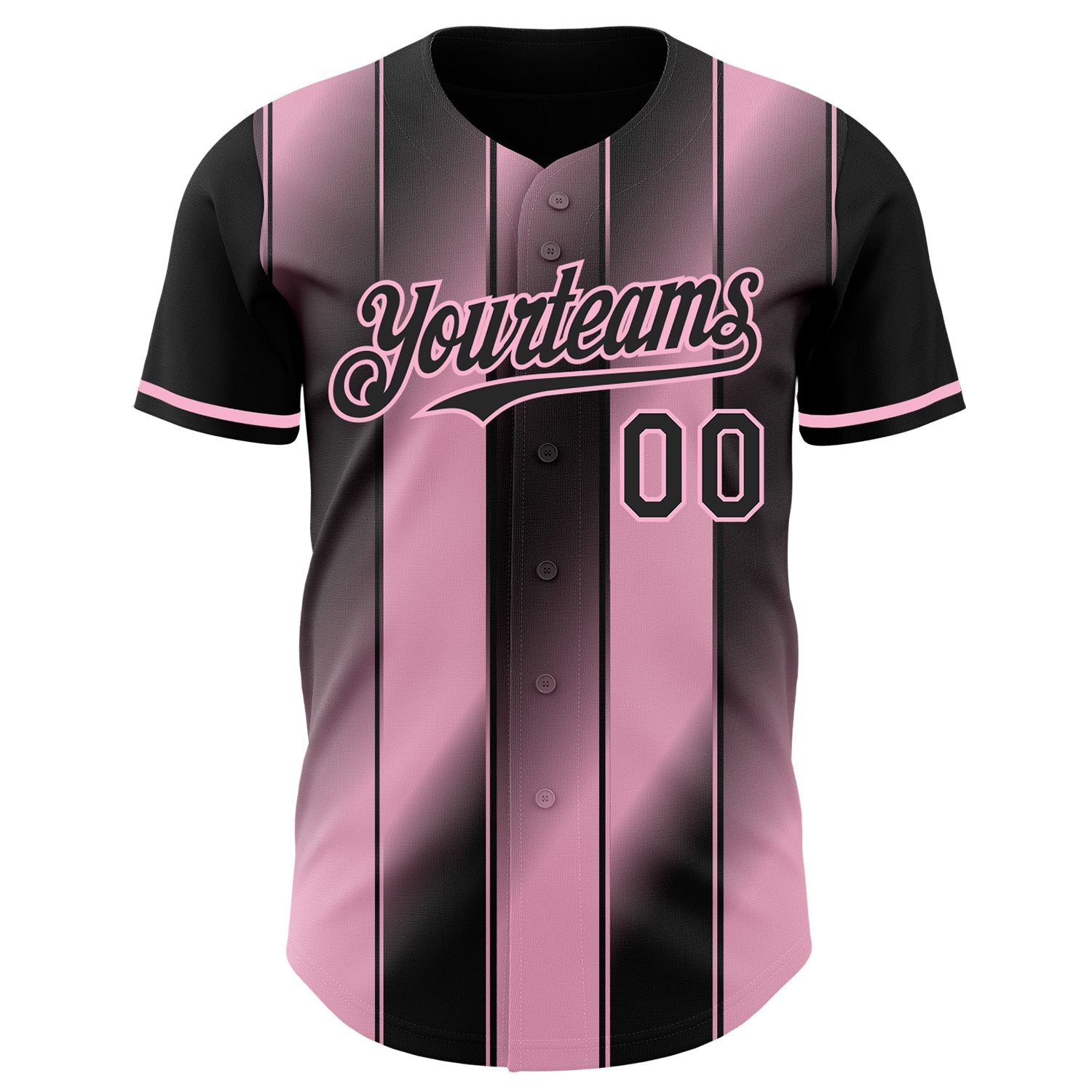 Custom Black-Light Pink Gradient Classic Vertical Stripe Authentic Baseball Jersey