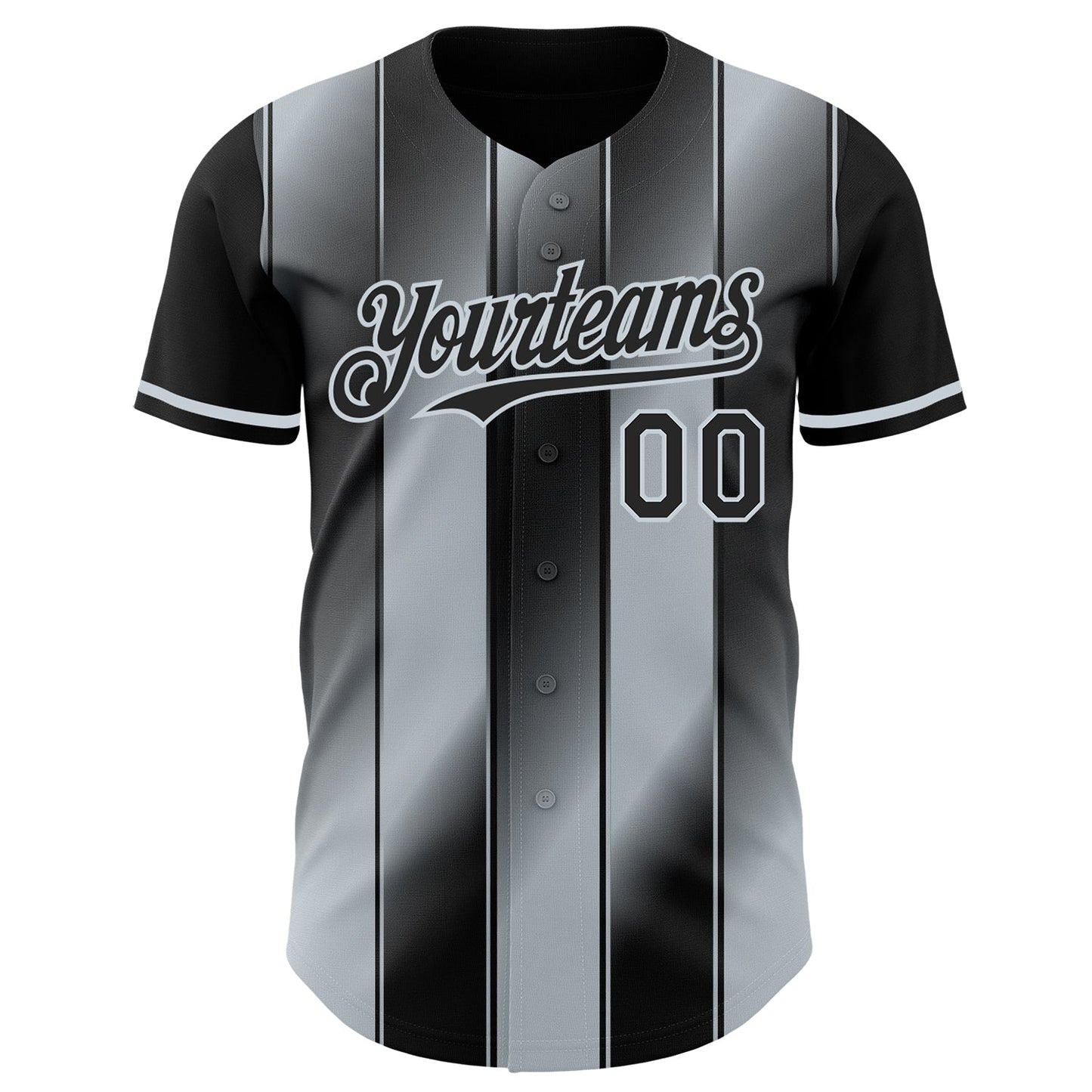 Custom Black-Silver Gradient Classic Vertical Stripe Authentic Baseball Jersey