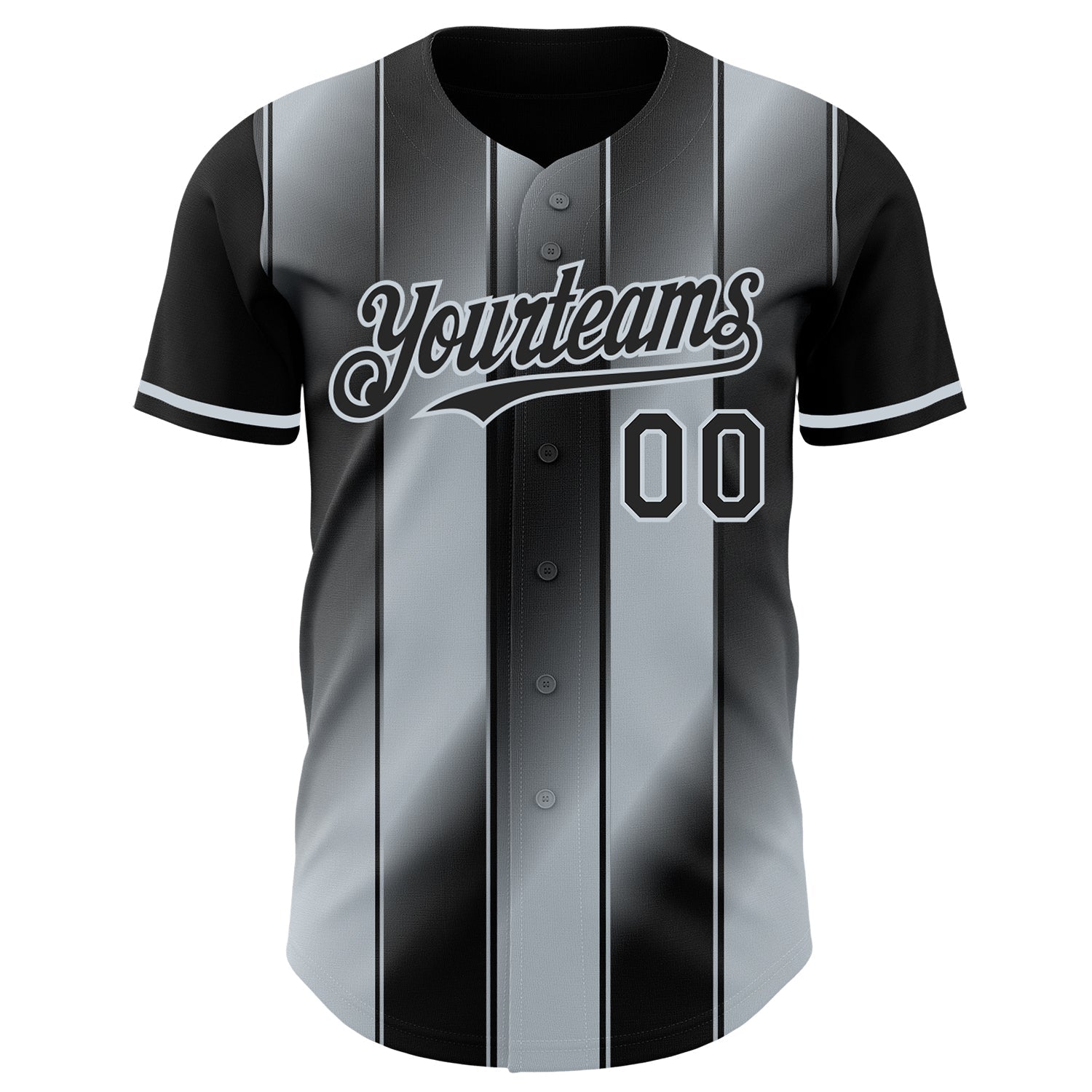 Custom Black-Silver Gradient Classic Vertical Stripe Authentic Baseball Jersey