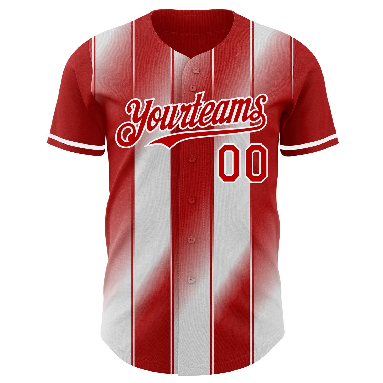 Custom Red-White Gradient Classic Vertical Stripe Authentic Baseball Jersey