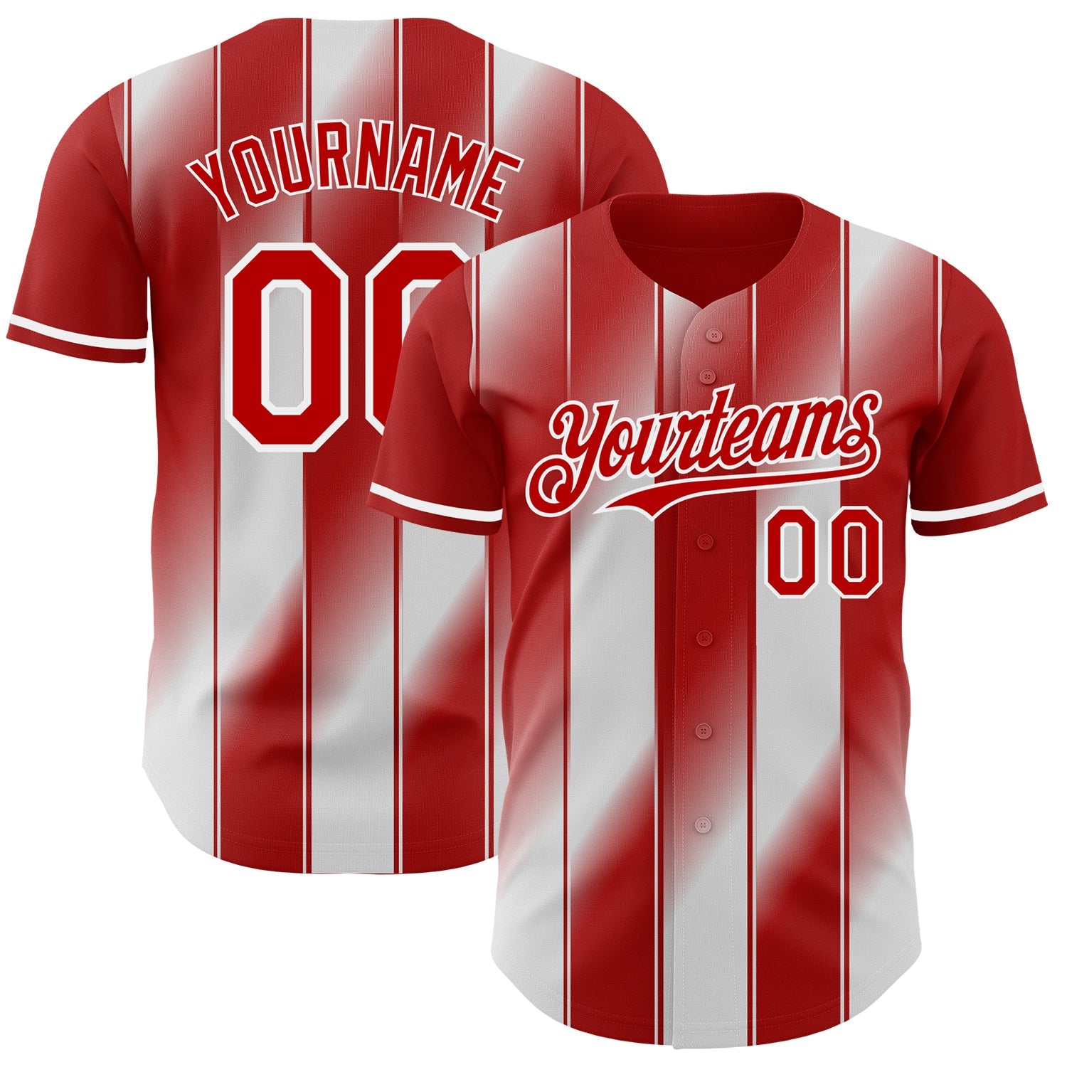 Custom Red-White Gradient Classic Vertical Stripe Authentic Baseball Jersey