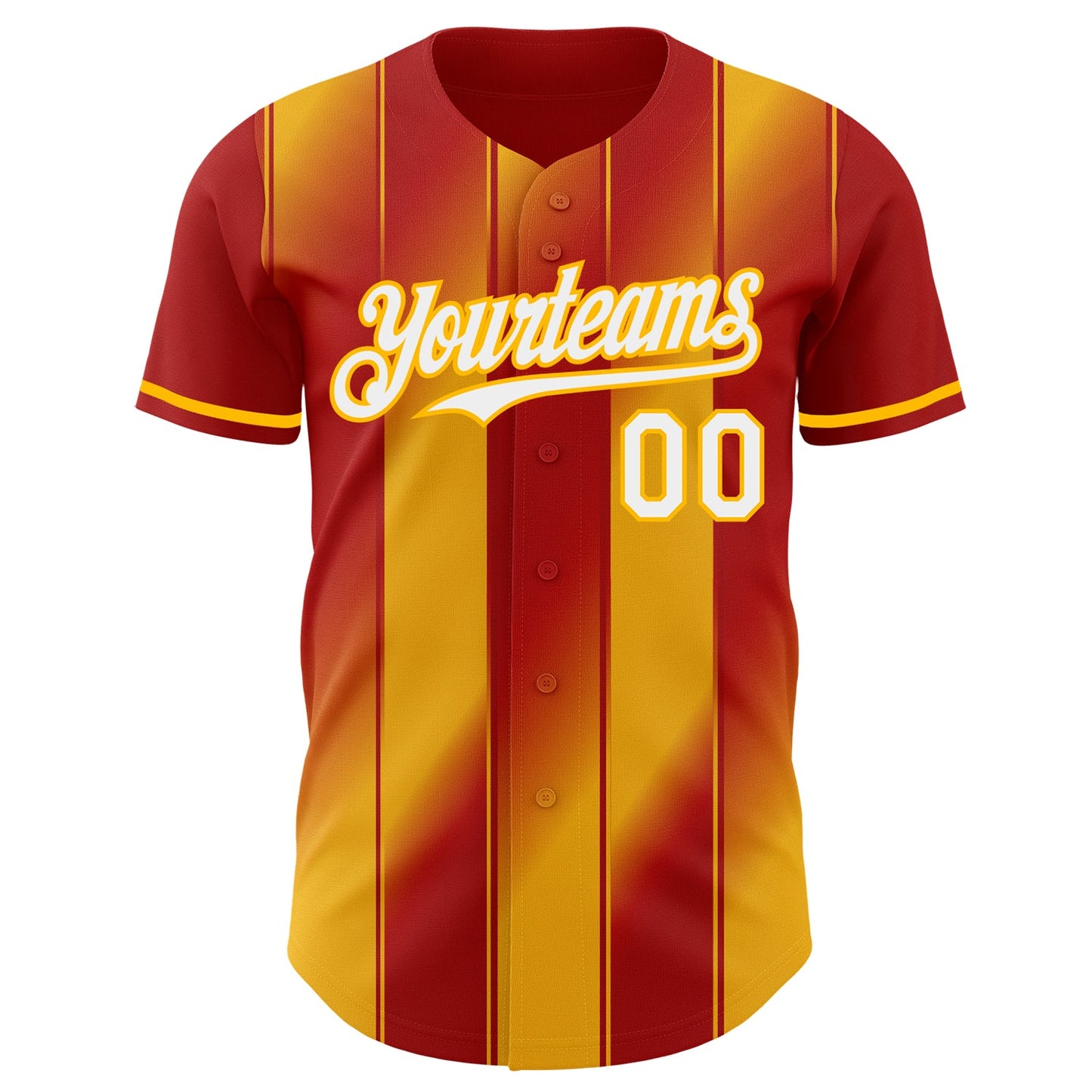 Custom Red White-Gold Gradient Classic Vertical Stripe Authentic Baseball Jersey