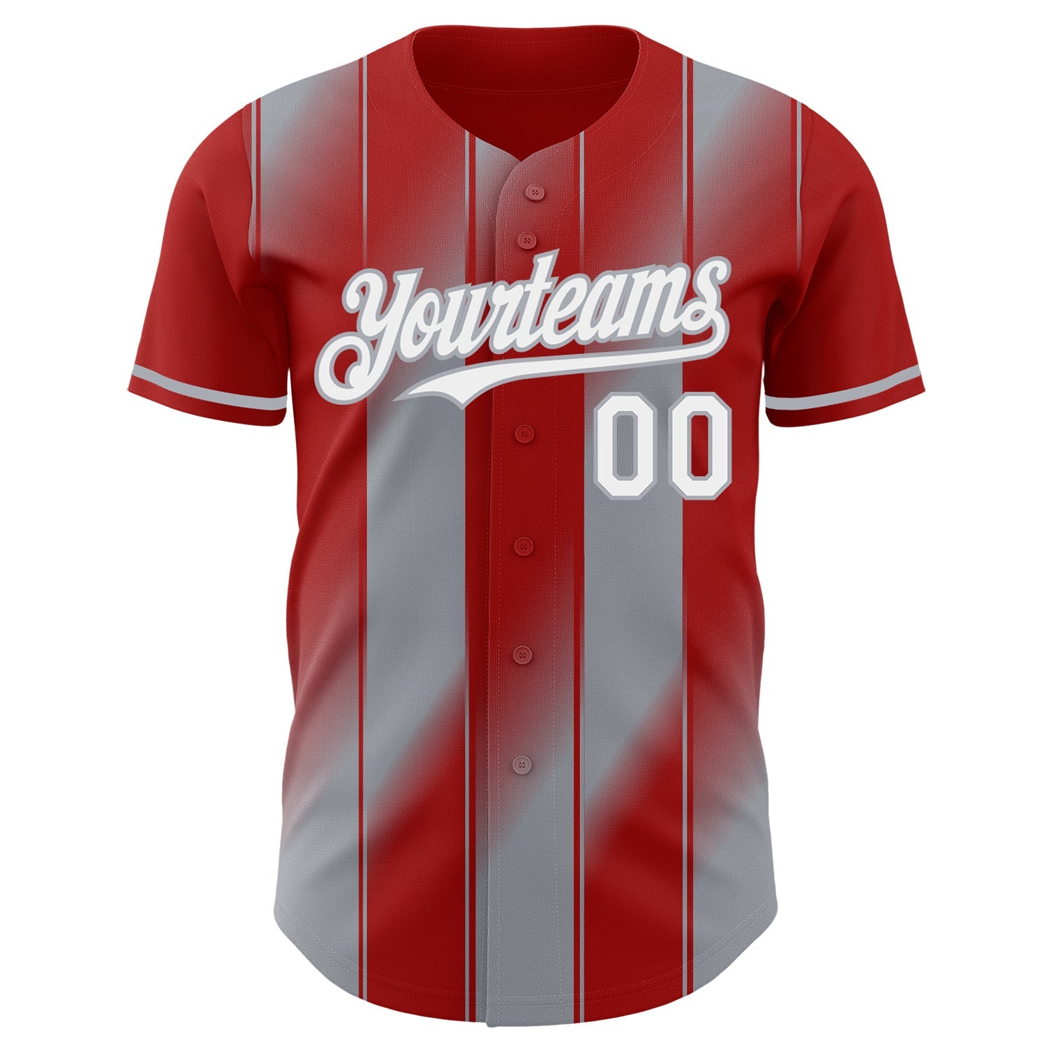 Custom Red White-Gray Gradient Classic Vertical Stripe Authentic Baseball Jersey