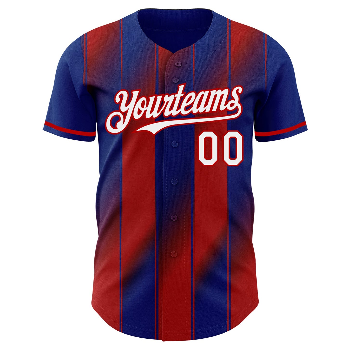 Custom Royal White-Red Gradient Classic Vertical Stripe Authentic Baseball Jersey