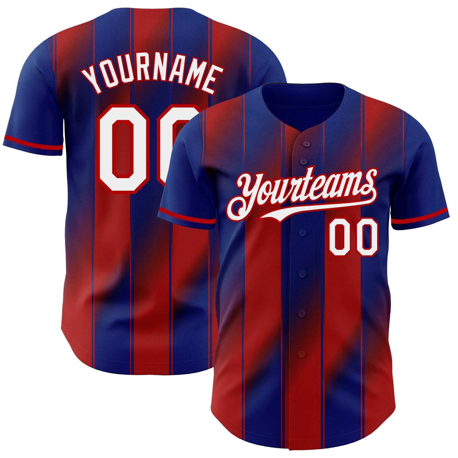 Custom Royal White-Red Gradient Classic Vertical Stripe Authentic Baseball Jersey