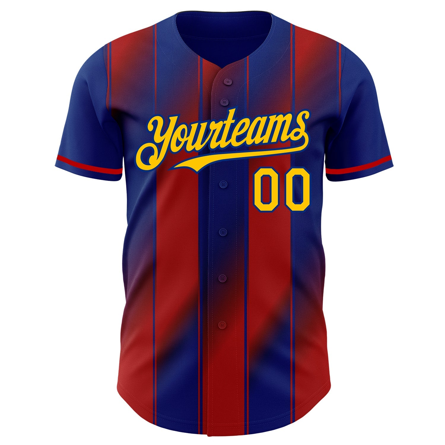 Custom Royal Yellow-Red Gradient Classic Vertical Stripe Authentic Baseball Jersey