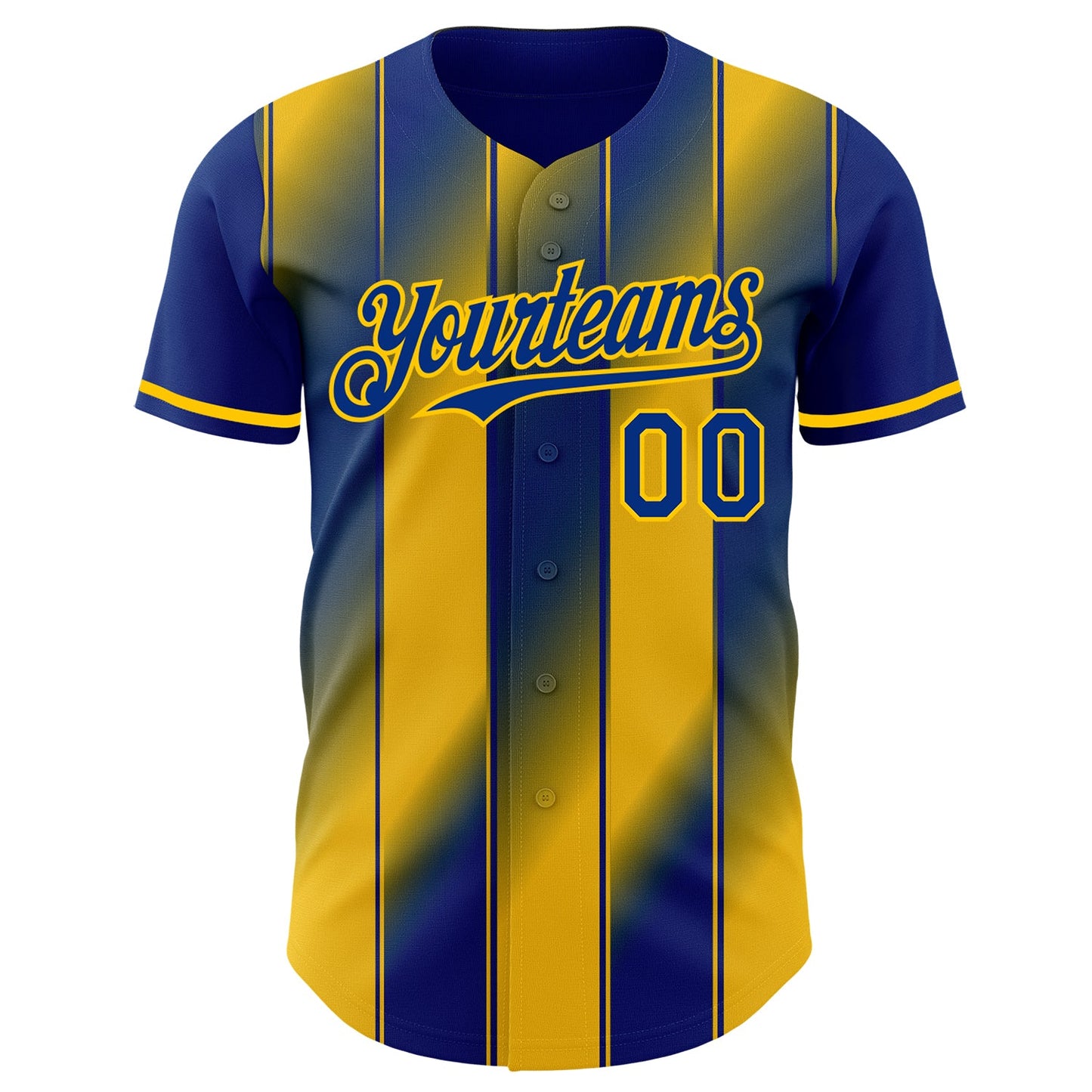 Custom Royal-Yellow Gradient Classic Vertical Stripe Authentic Baseball Jersey