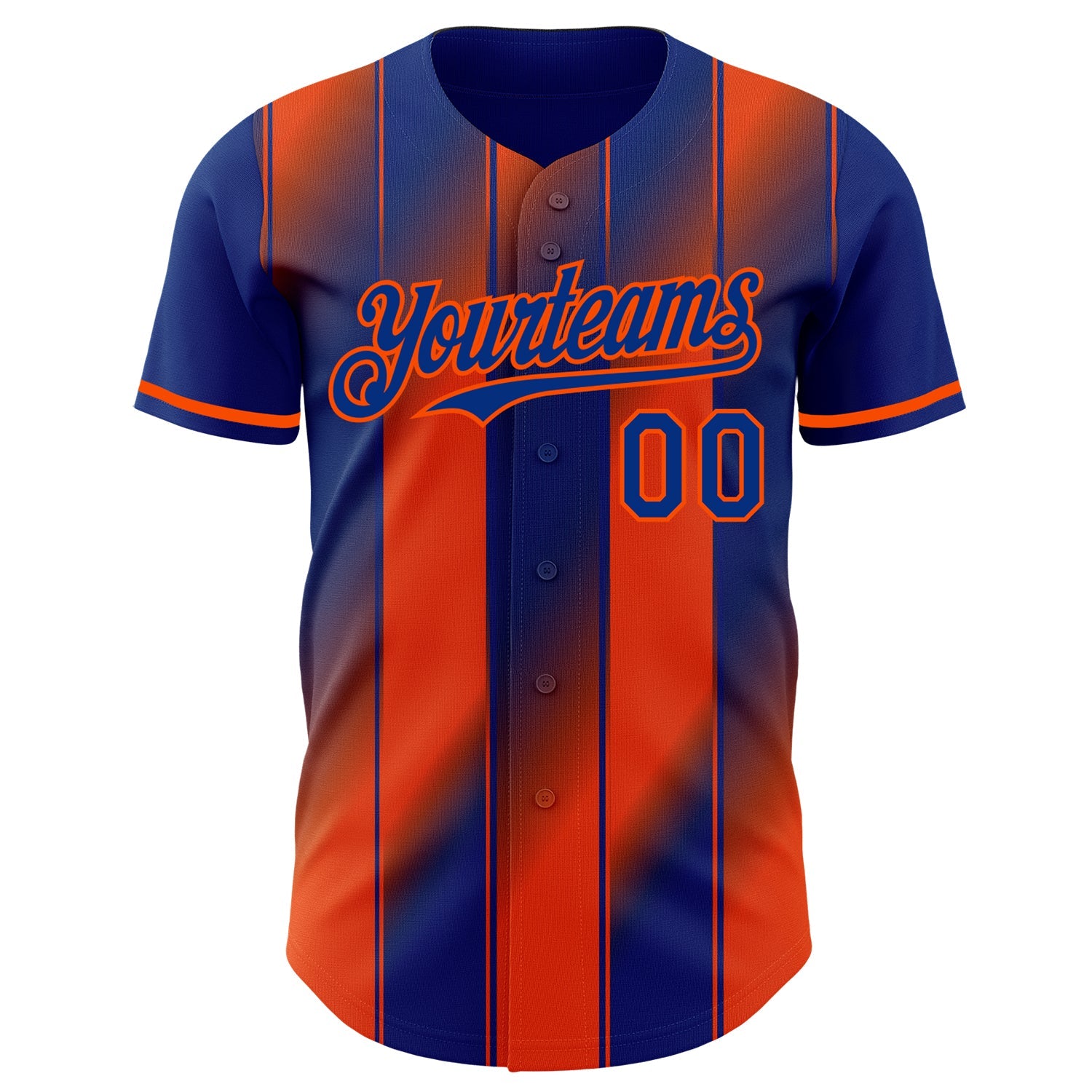 Custom Royal-Orange Gradient Classic Vertical Stripe Authentic Baseball Jersey