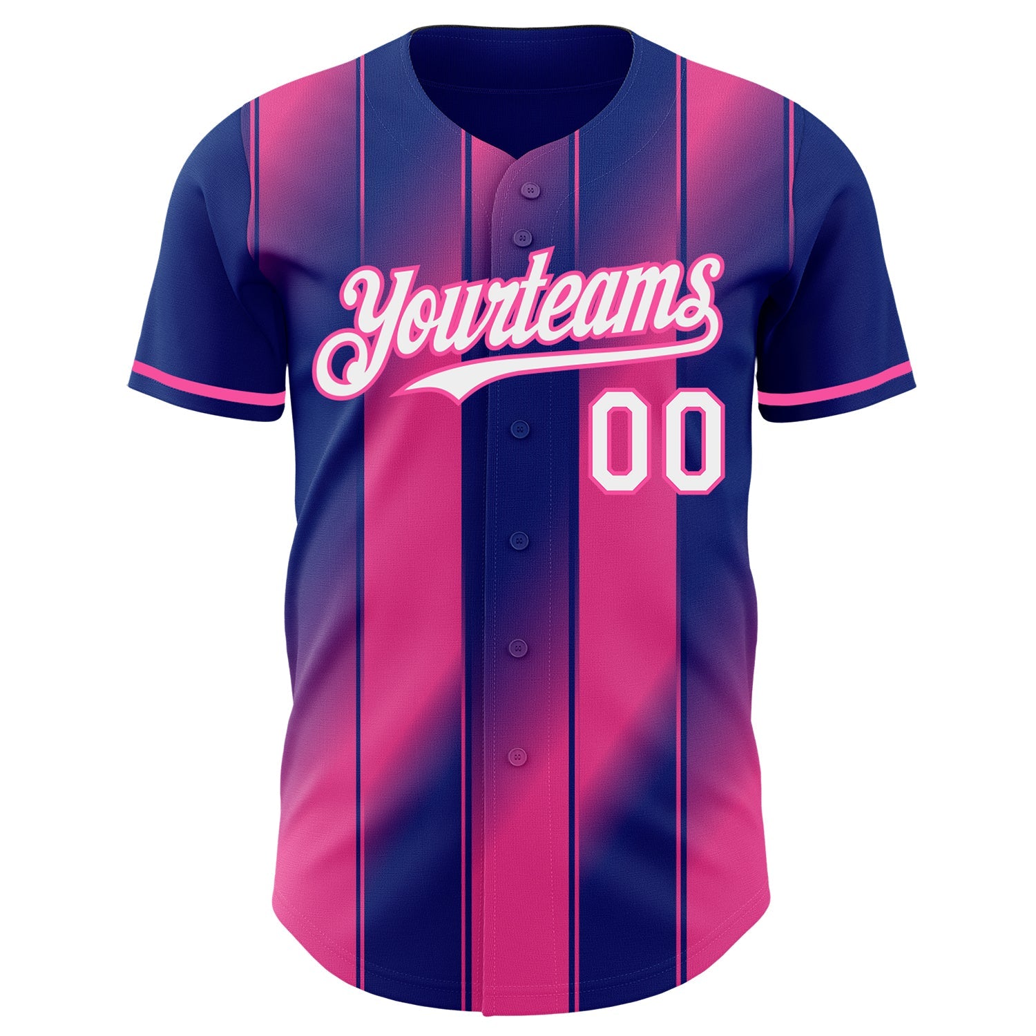 Custom Royal White-Pink Gradient Classic Vertical Stripe Authentic Baseball Jersey