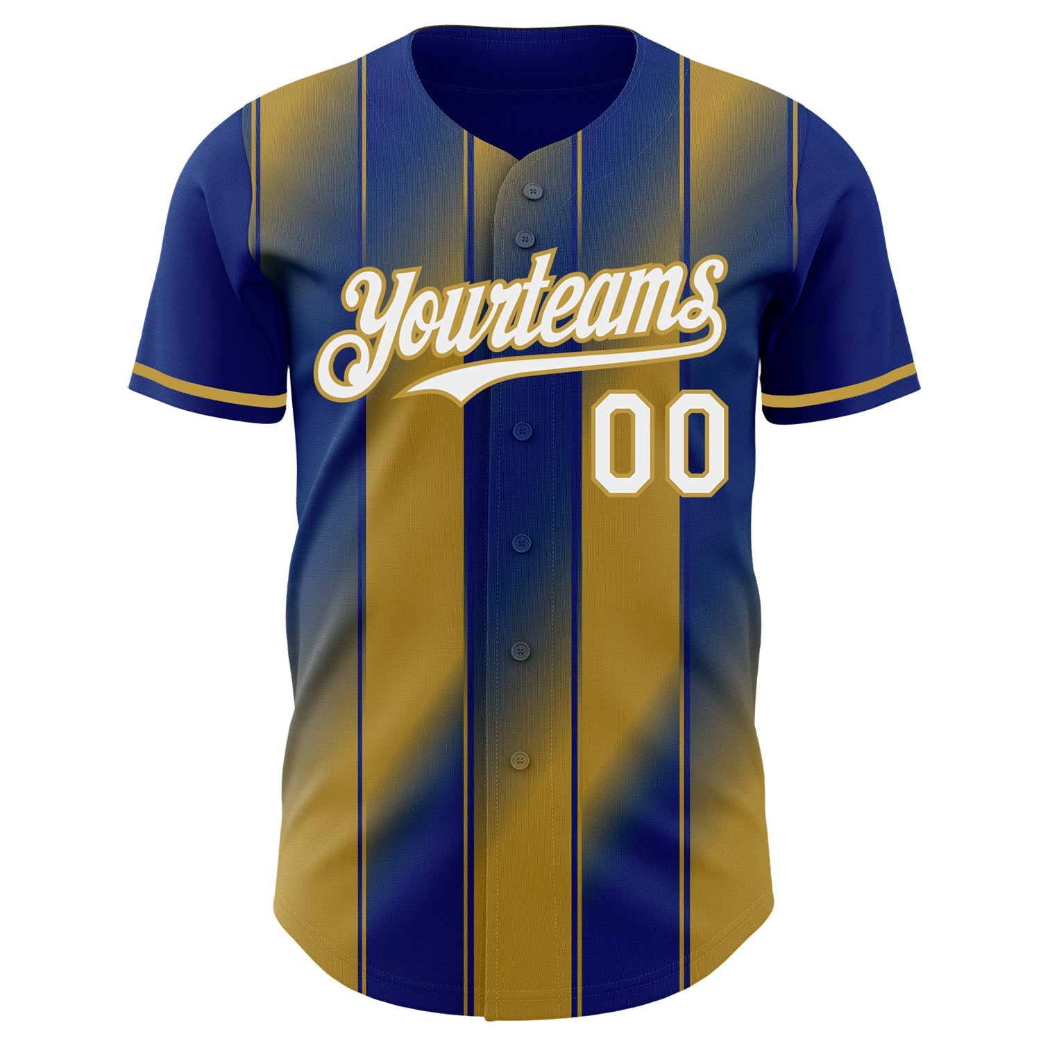 Custom Royal White-Old Gold Gradient Classic Vertical Stripe Authentic Baseball Jersey