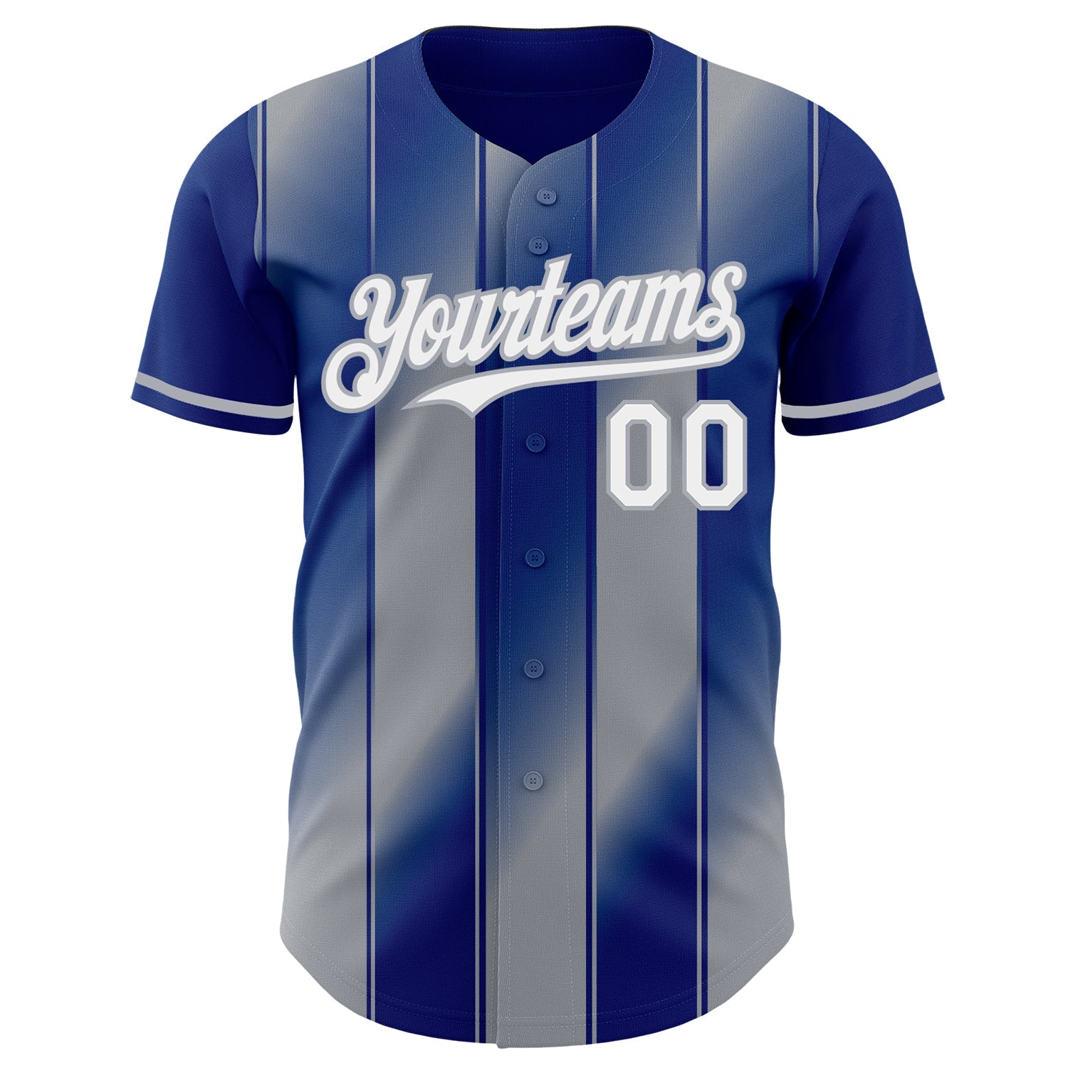 Custom Royal White-Gray Gradient Classic Vertical Stripe Authentic Baseball Jersey